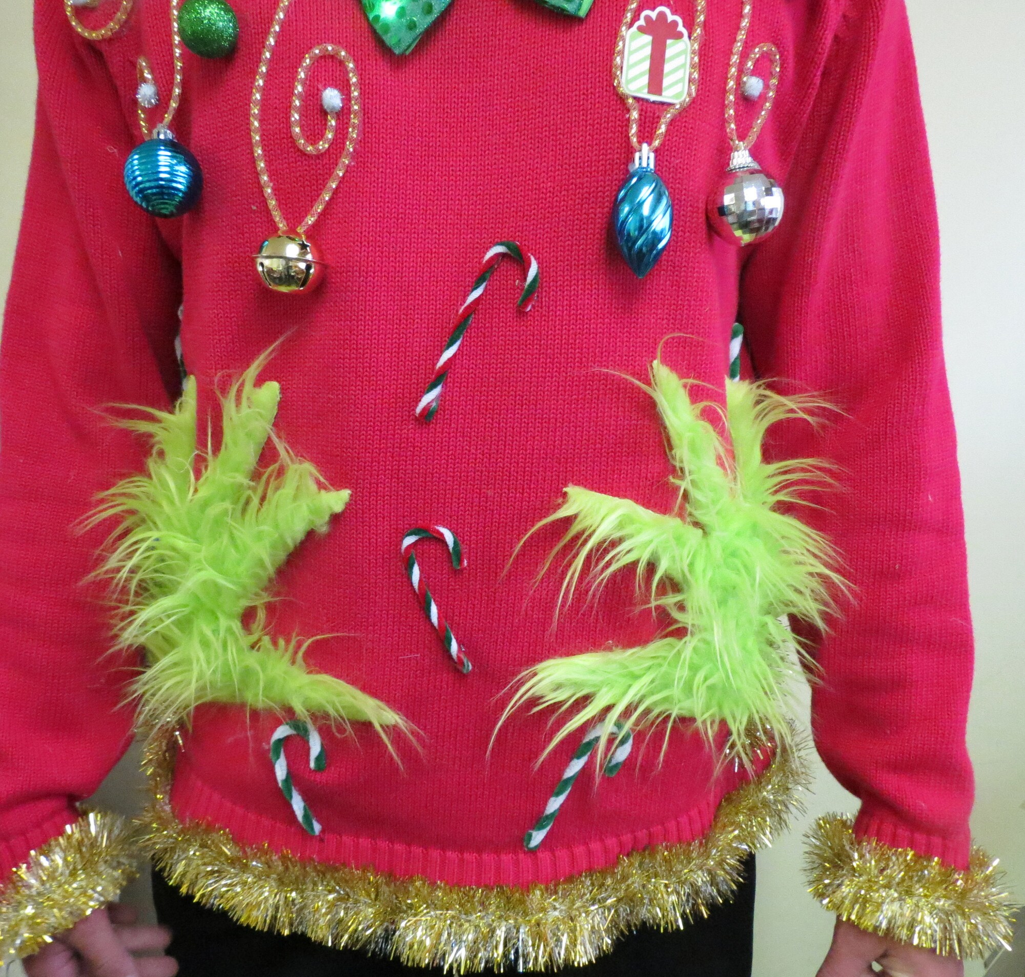 il_2000xN.1328353284_na56.jpg Custom Made Fuzzy Furry hands Tacky Ugly Christmas Sweater Garland Trim, Men's or Womens, Funny Christmas Sweater