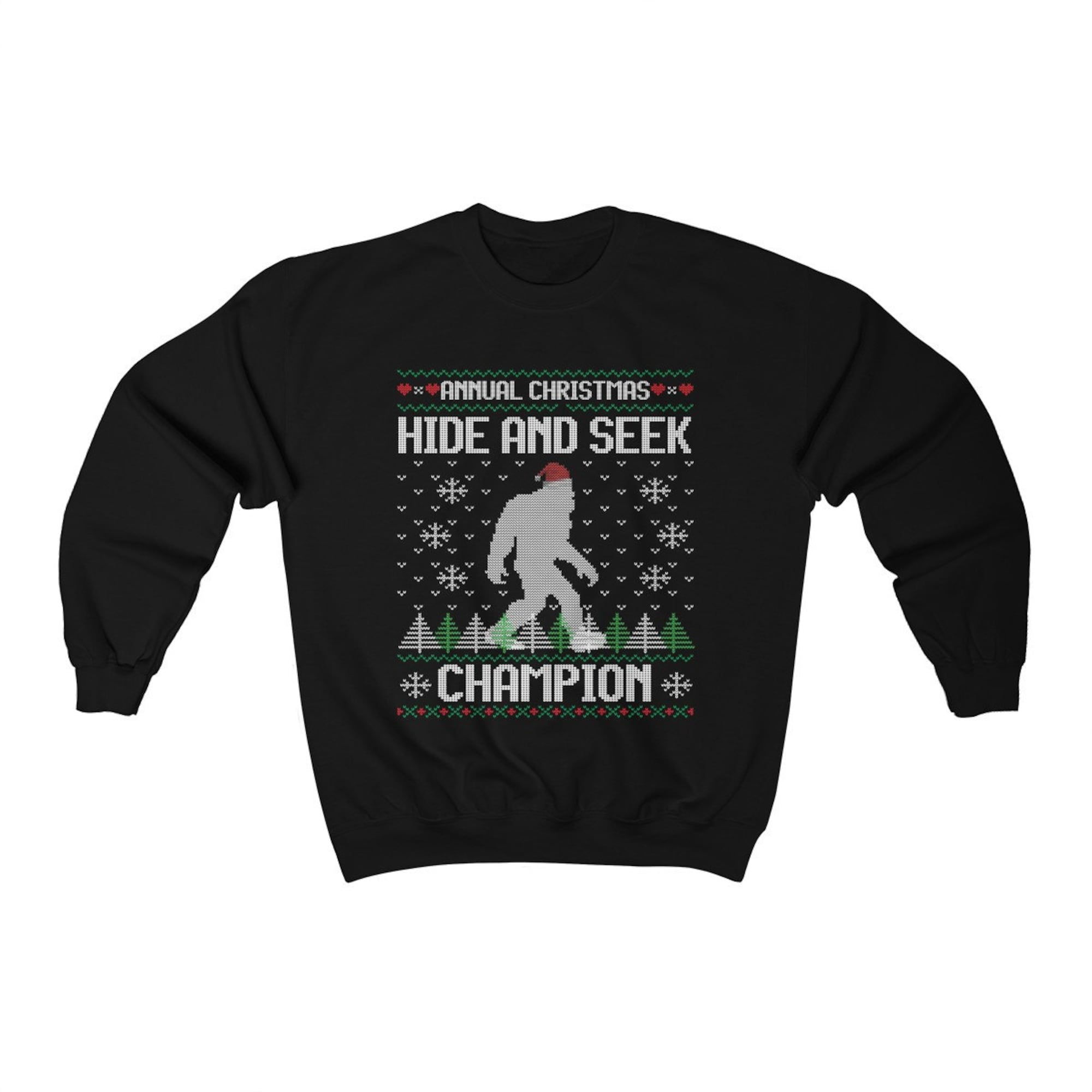 il_2000xN.1700377434_5tkb-1.jpg Funny Ugly Christmas Sweater For Man Santa Hat Sasquatch Shirt Bigfoot Hide And Seek Champion Xmas Gift Present Unisex Heavy
