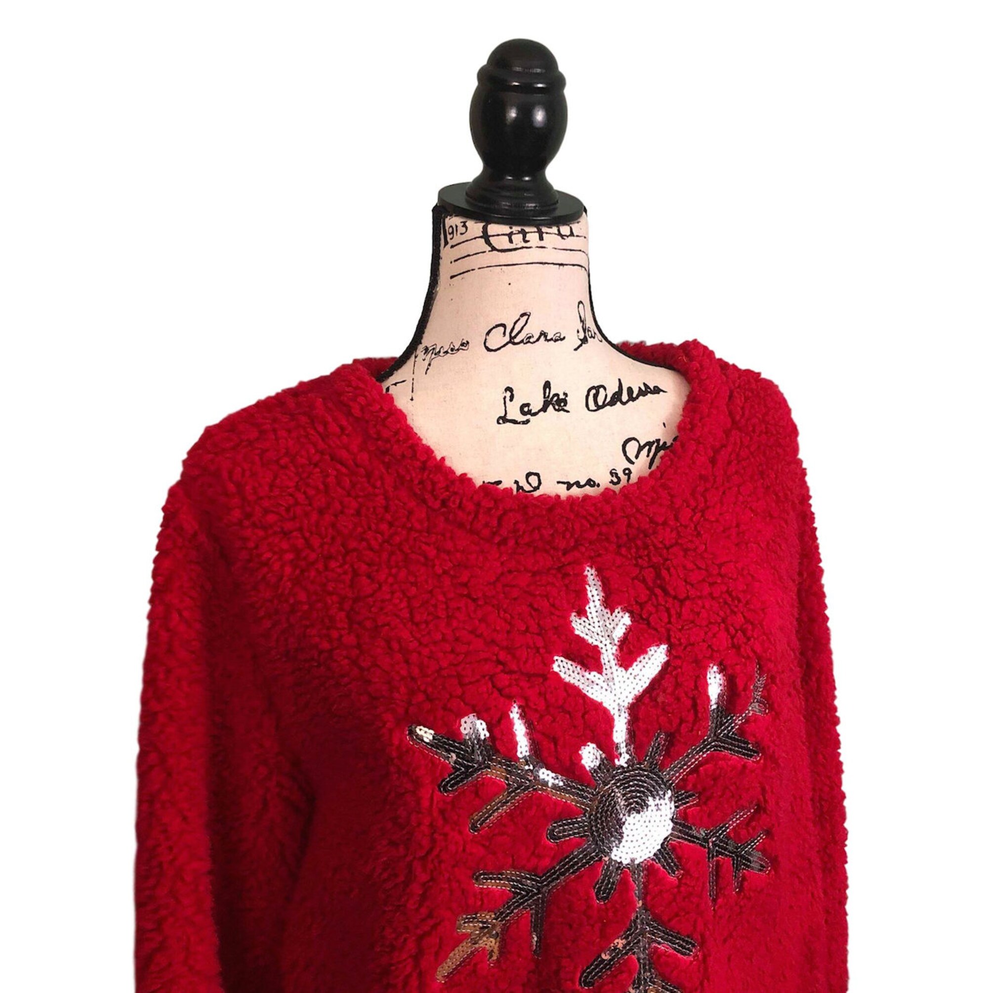 il_2000xN.2010482648_lqje.jpg Ugly Christmas Sweater, Size XL, Holiday Sweater, Snowflake, Holiday Cardigan, Christmas, Tacky Christmas Sweater, Snowflake Sweater, Fuzzy