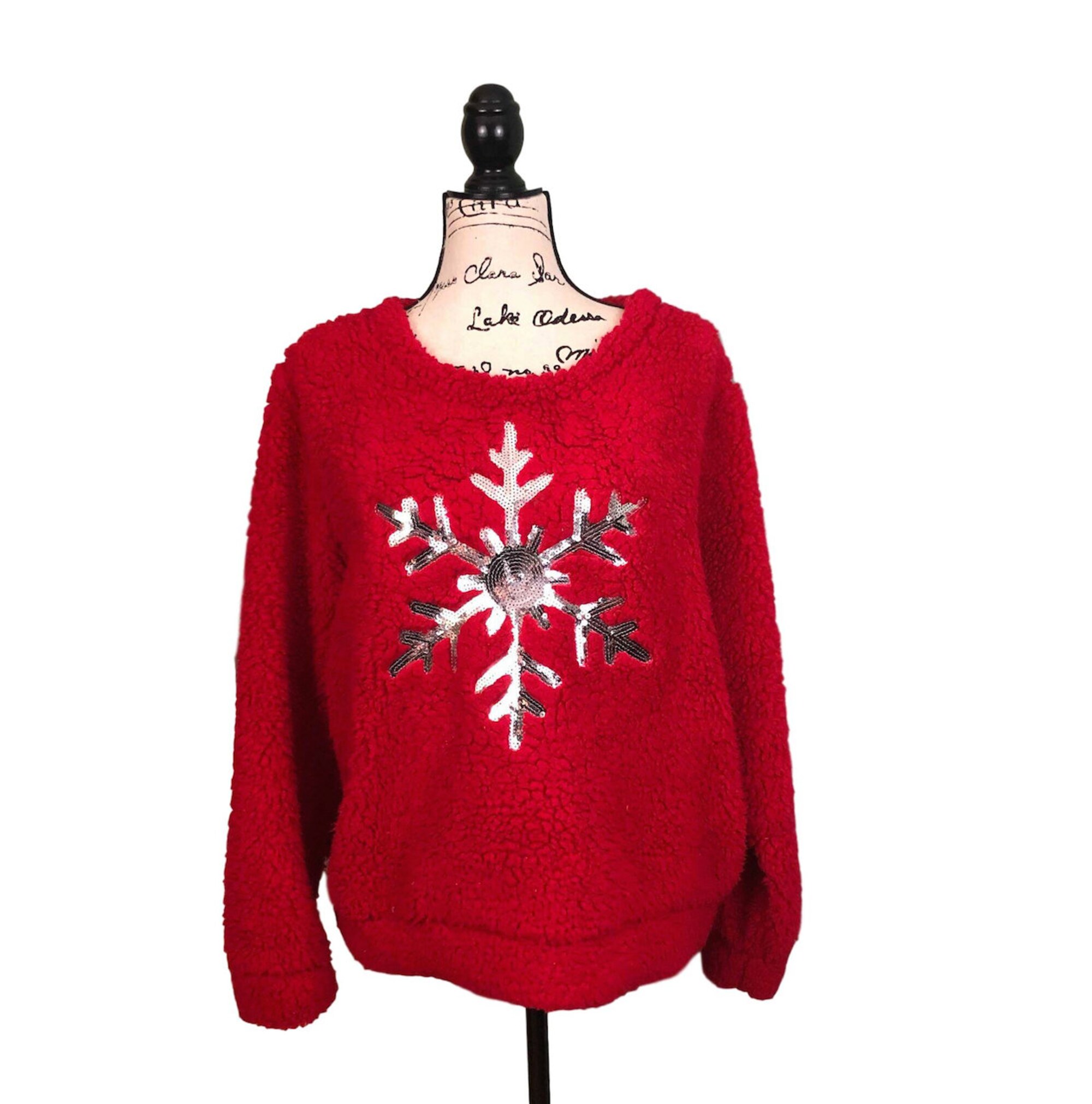 il_2000xN.2058071651_qj8e.jpg Ugly Christmas Sweater, Size XL, Holiday Sweater, Snowflake, Holiday Cardigan, Christmas, Tacky Christmas Sweater, Snowflake Sweater, Fuzzy