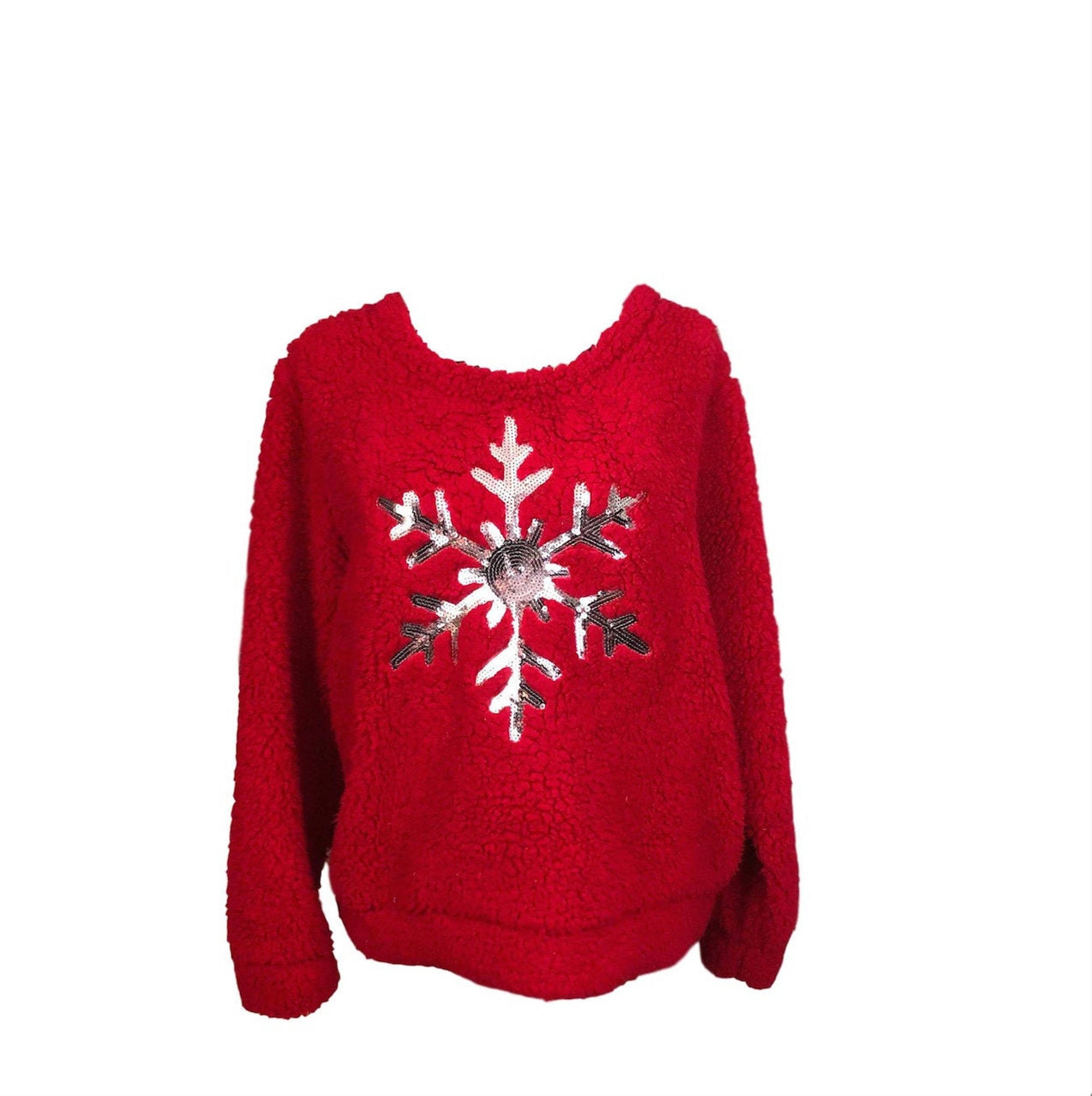 il_2000xN.2058071805_3mu7.jpg Ugly Christmas Sweater, Size XL, Holiday Sweater, Snowflake, Holiday Cardigan, Christmas, Tacky Christmas Sweater, Snowflake Sweater, Fuzzy
