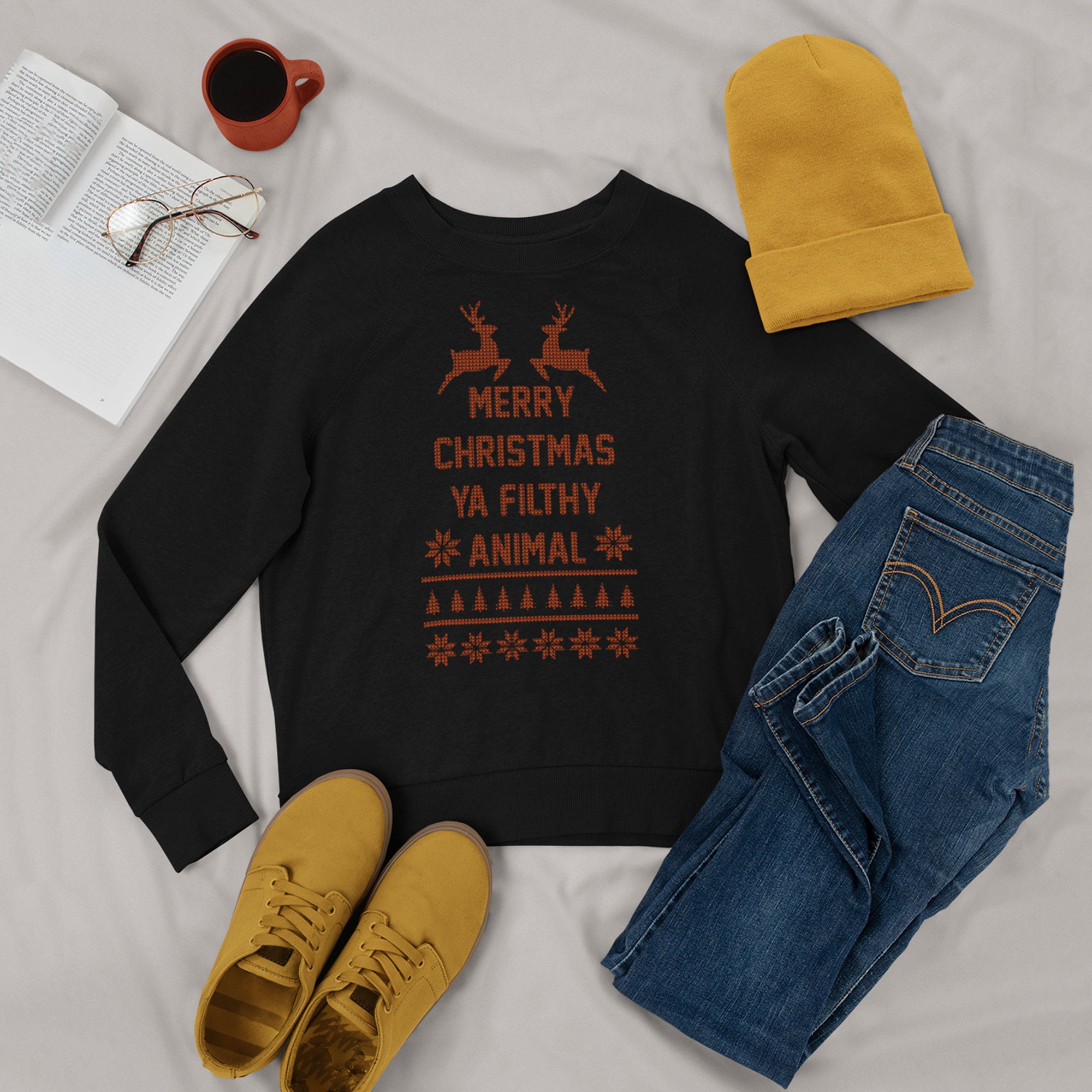 Ya Filthy Animal Sweater | Ugly Christmas Sweater | X-mas Sweater | Funny Christmas Sweater | Merry Christmas |  Funny Christmas Gift