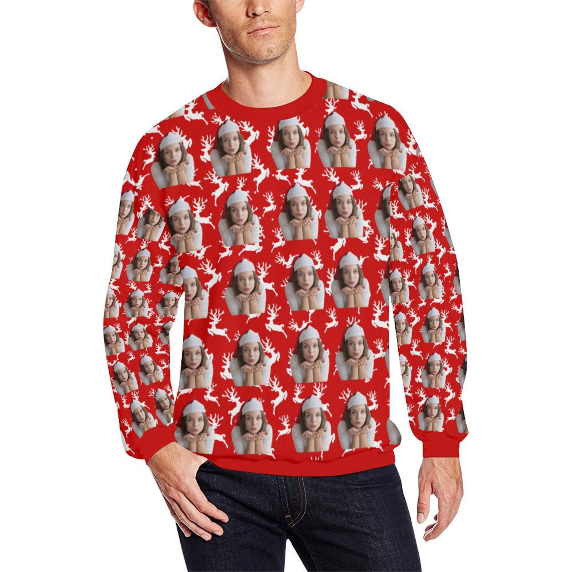 Custom Face Christmas Sweater: Personalized Reindeer Ugly Xmas Gift