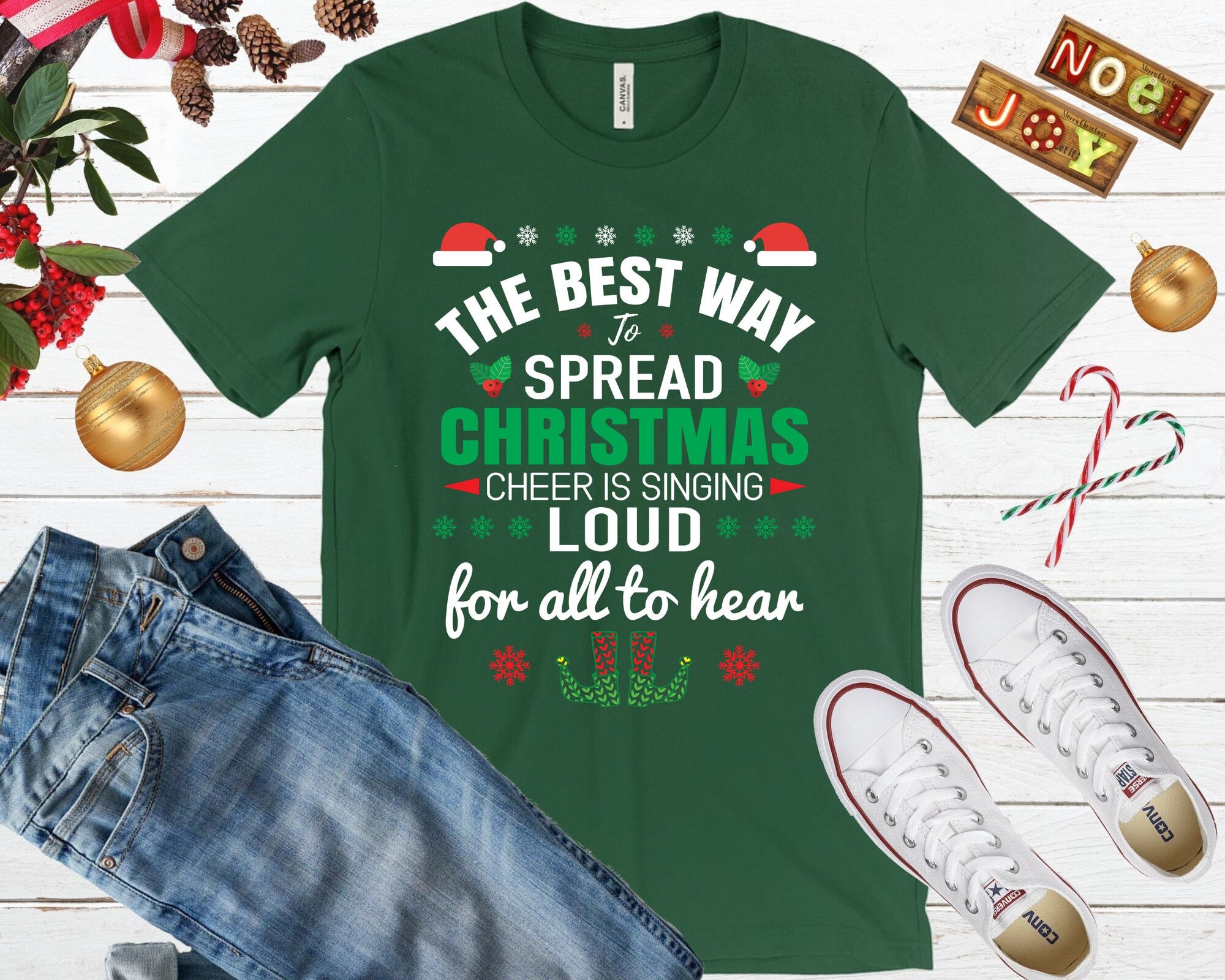 il_2000xN.2602837164_kgj9.jpg The Best Way To Spread Christmas Cheer Is Singing Loud For All To Hear Ugly Christmas Sweater, Elf Holiday Sweater, Elf Christmas Movie Tee