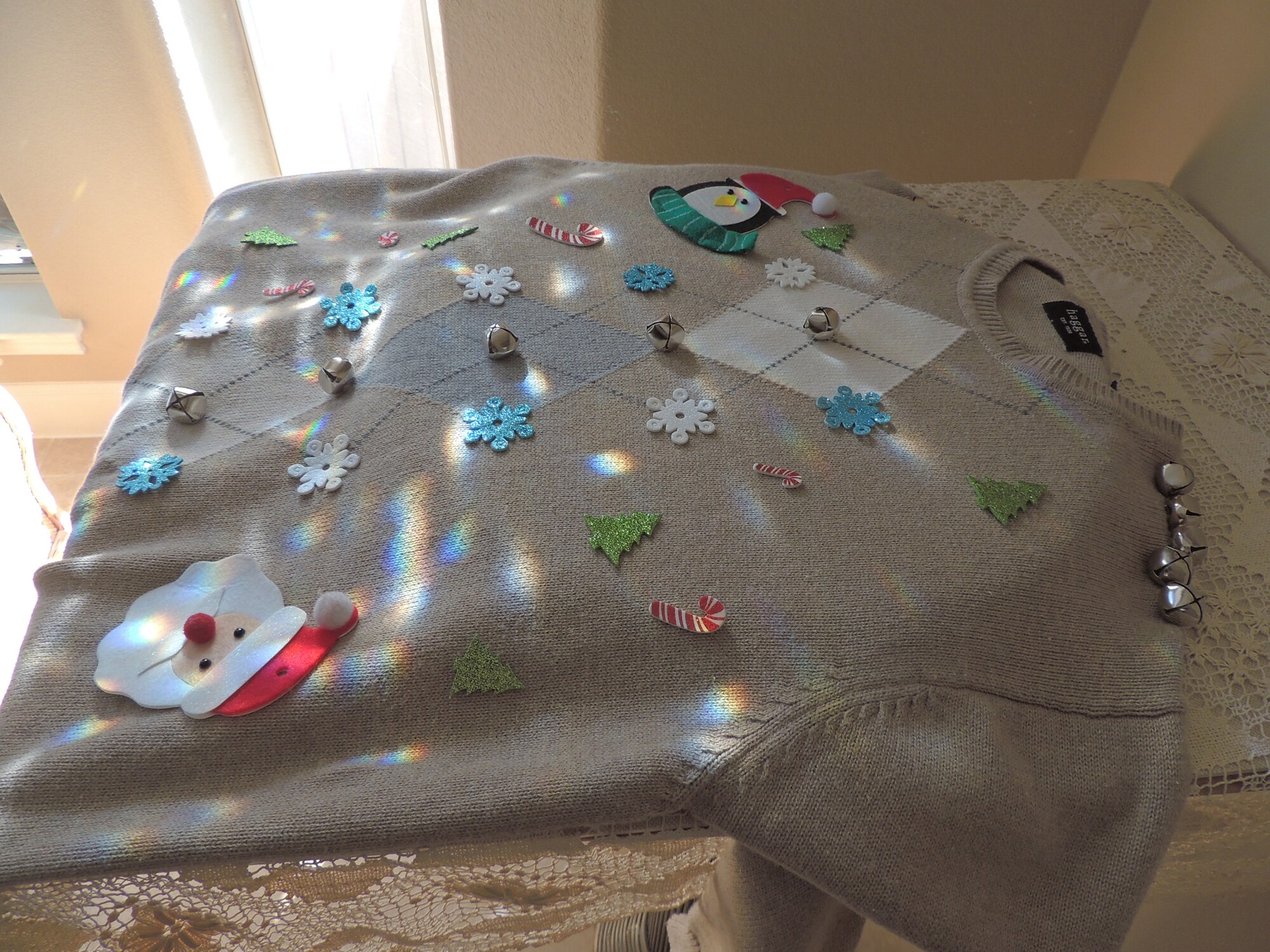 il_2000xN.2702027411_6gz7.jpg Men's Ugly Christmas Sweater: Haggar Tan Beige Argyle Pullover