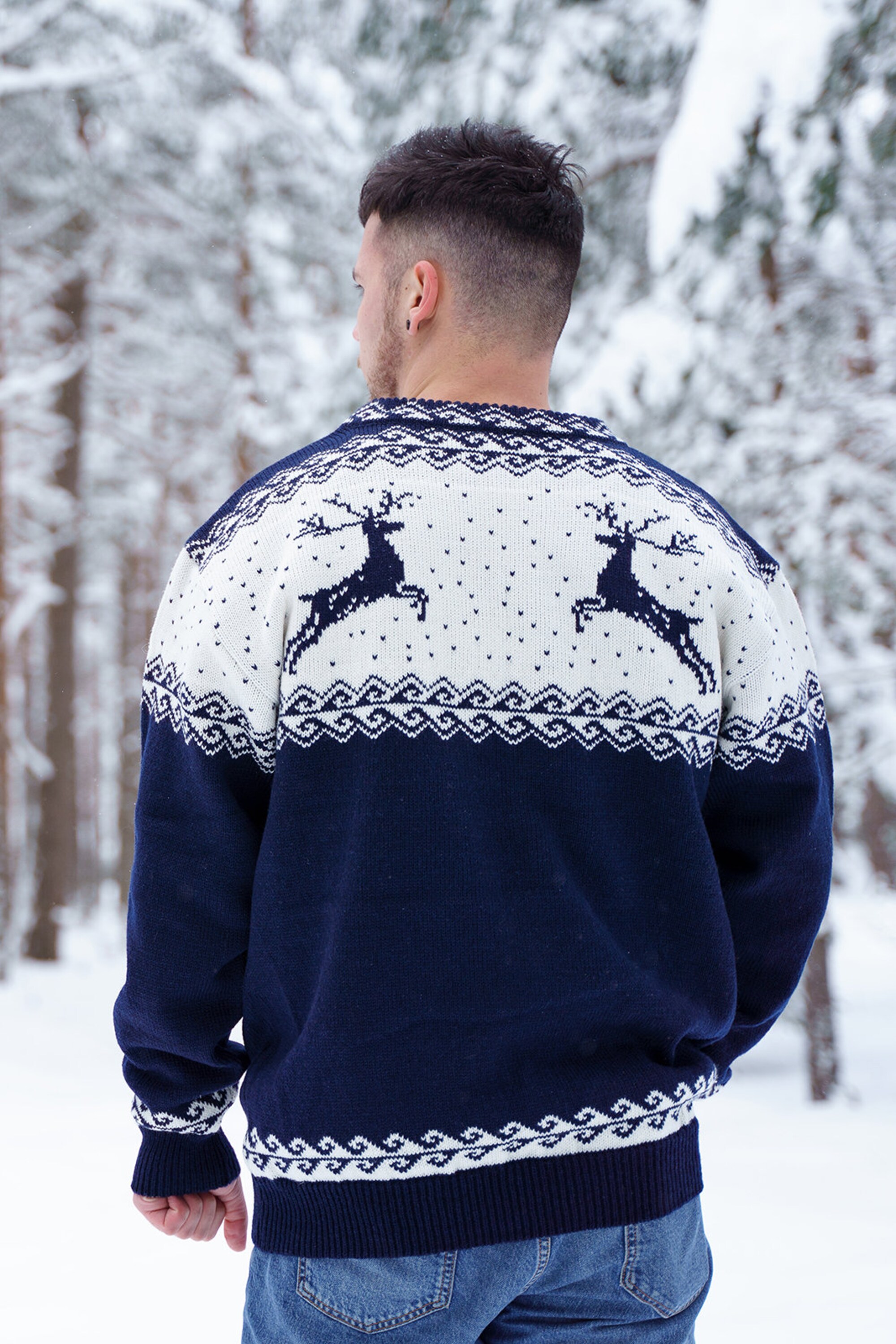 il_2000xN.2881746896_p0d2.jpg Wool Jumper With Reindeers, Oversized Sweater, Christmas Sweater For Men