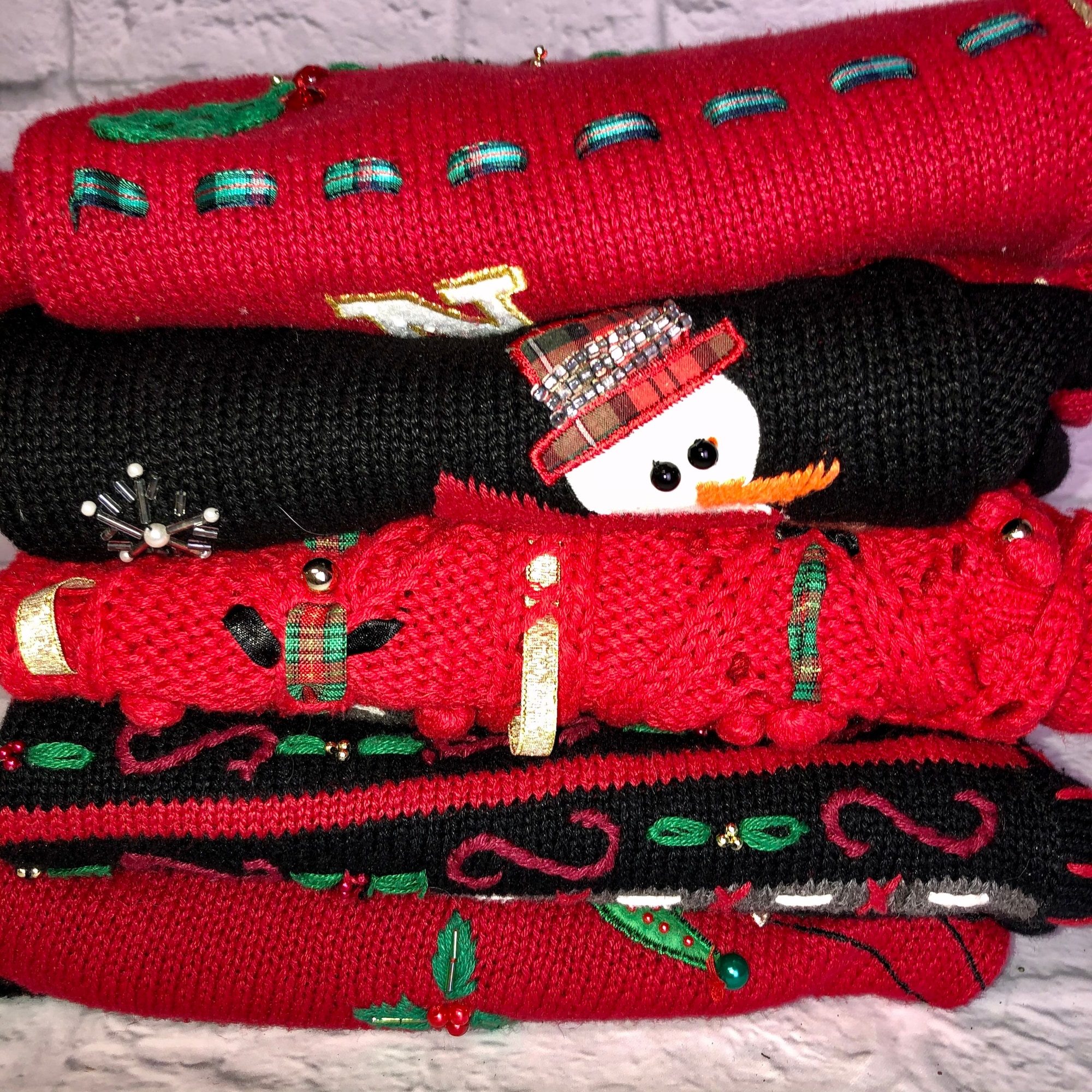 U Pick! XL-3XL Ugly Christmas sweaters, vests 90s Beaded Santa Snowman Poinsettia Tree Elf Snow Flake Novelty print 80s, Plus Size Volup