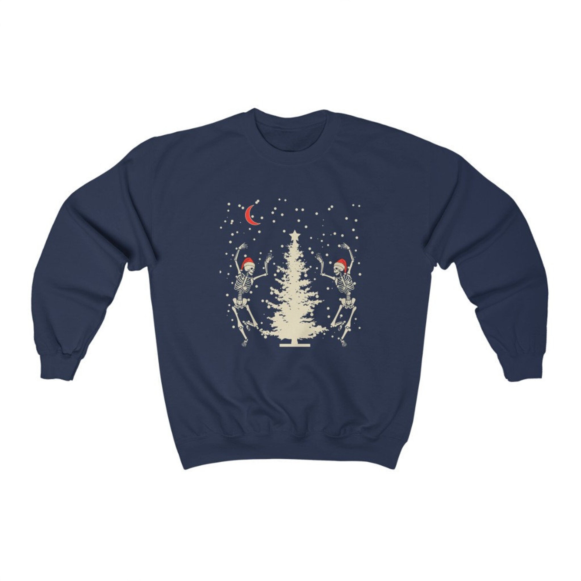 il_2000xN.3353398044_oe93-1.jpg Dancing Skeletons Sweatshirt, Skeleton Sweatshirt, Mystical Sweatshirt, Witchy Christmas Crewneck Sweatshirt, Witch Aesthetic, Spooky XMas