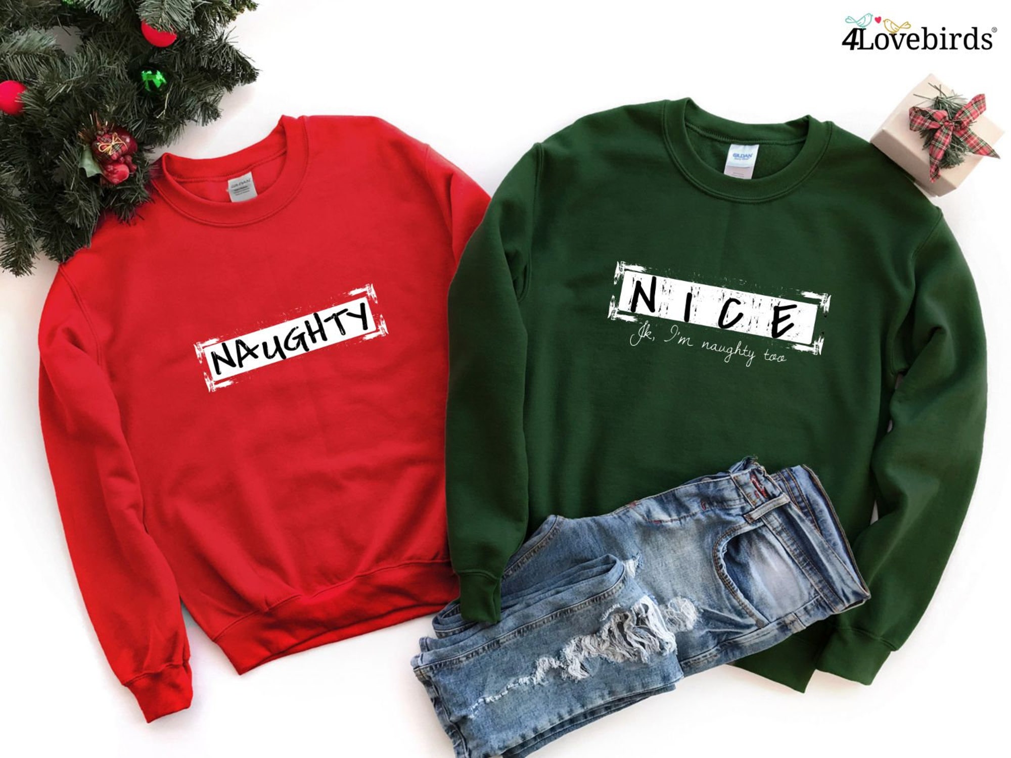 Naughty & Nice Hoodie, Funny Christmas Sweatshirt, Christmas Tee, Funny Couple Xmas Tee, Holiday Shirt, Christmas Shirt, Gift for Christmas