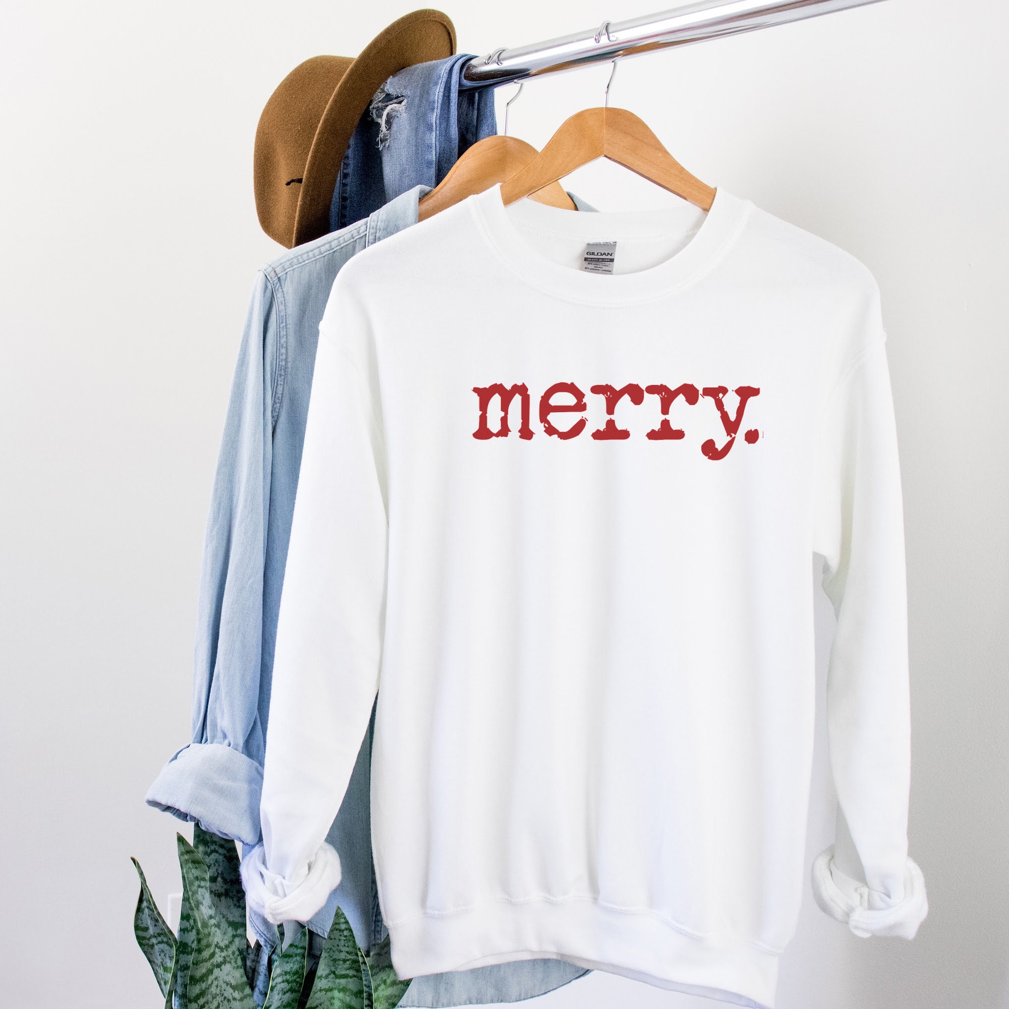 il_2000xN.3387884538_4d1z.jpg Merry, Unisex Crewneck Sweatshirt, Sweat Shirt, Fall Winter Cozy Outfit, Christmas Outfit