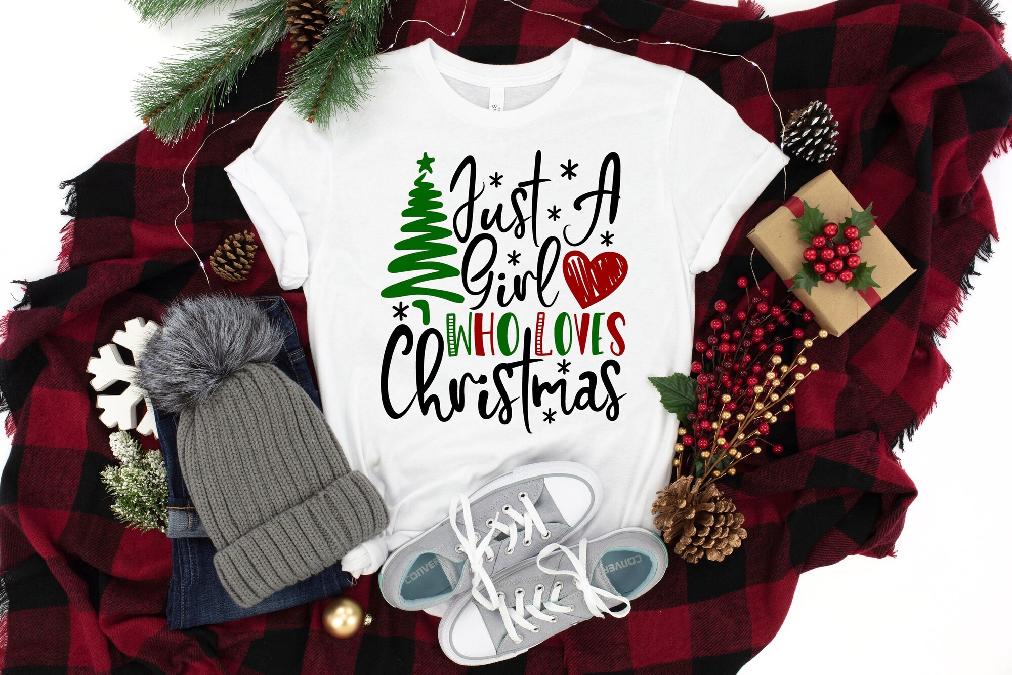 Just A Girl Who Loves Christmas Shirt, Christmas Shirt, Christmas Tree Shirt, Christmas Family Shirt, Funny Christmas Shirt, Christmas Gift