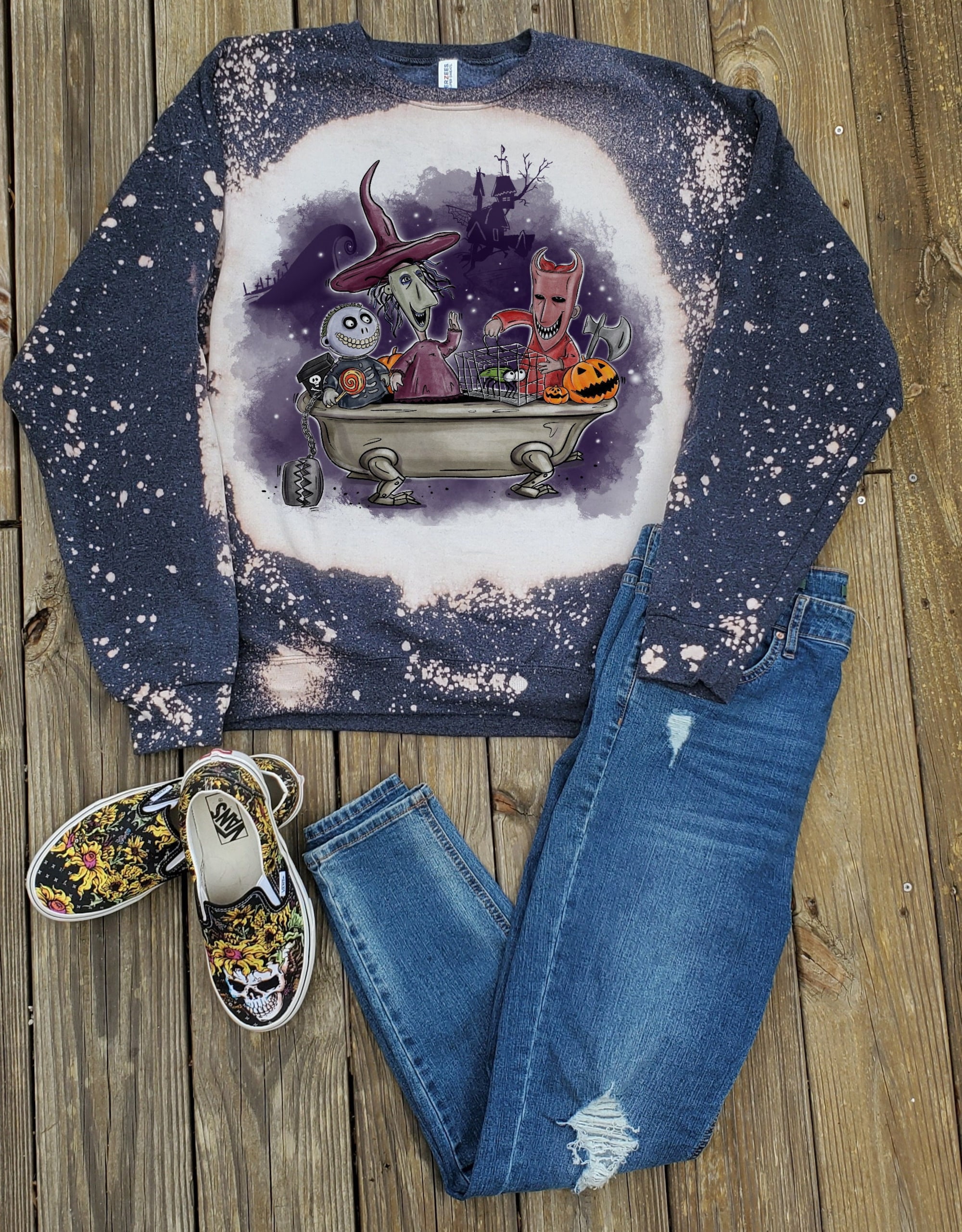 Nightmare Before Christmas, Christmas Sweater, Jack and Sally, Oogie Boogie, Lock Shock and Barrel, Nightmare Before Christmas Sweater