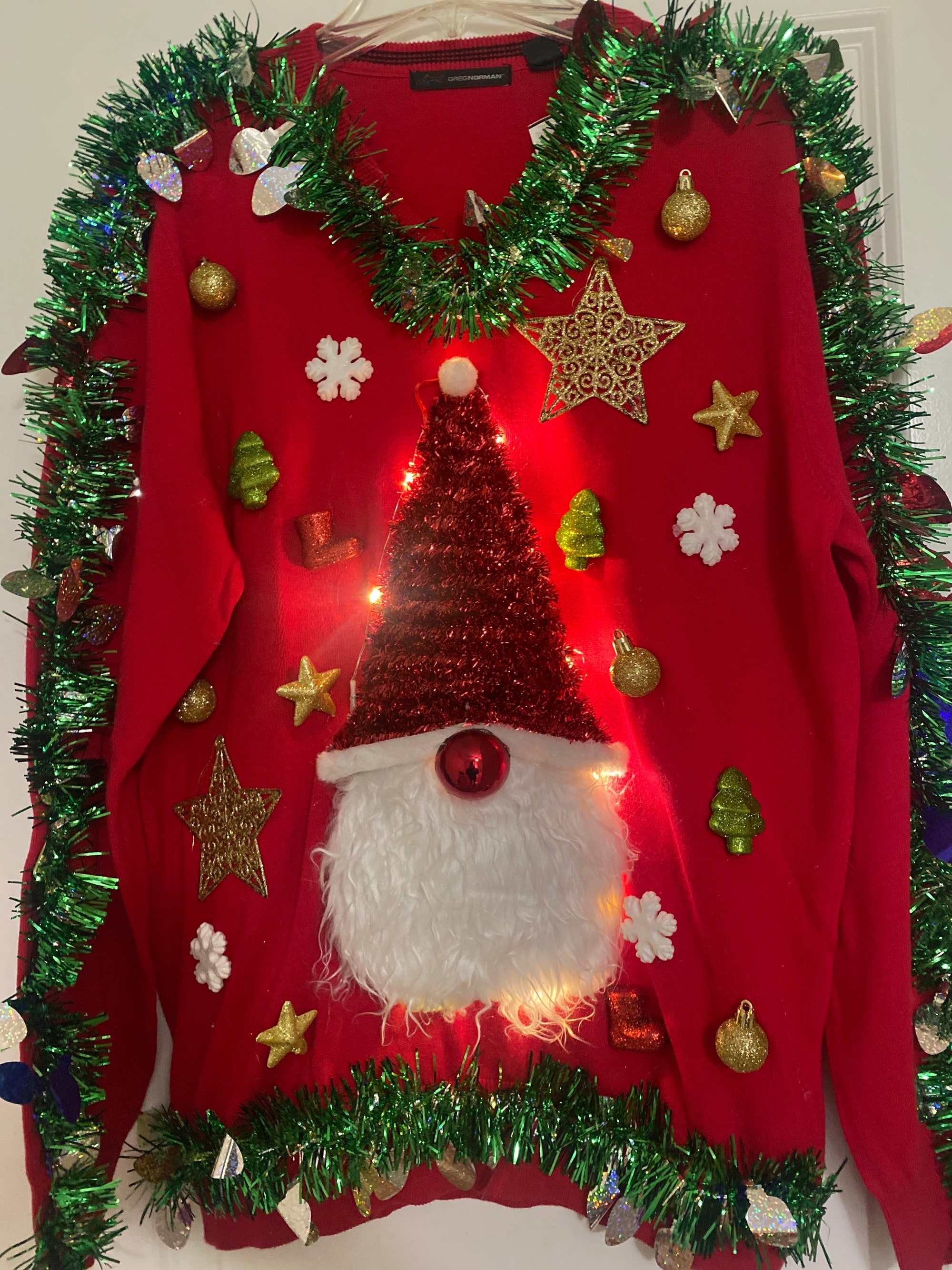 Light-Up Santa Gnome Ugly Christmas Sweater: Tacky Holiday Party