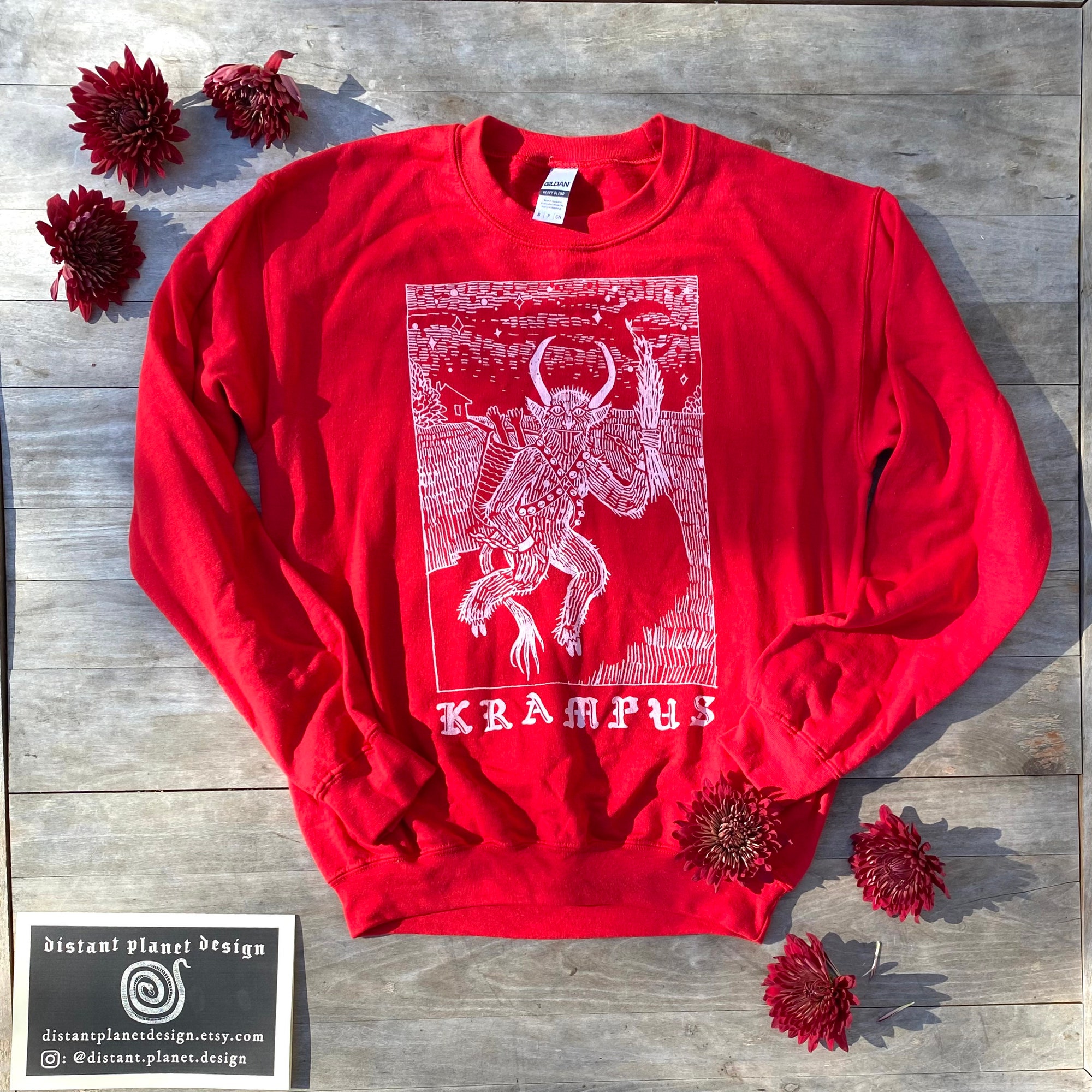 KRAMPUS SWEATER red – Gruss Vom Krampus / edgy christmas / pagan occult holiday look / oversized Vintage Style