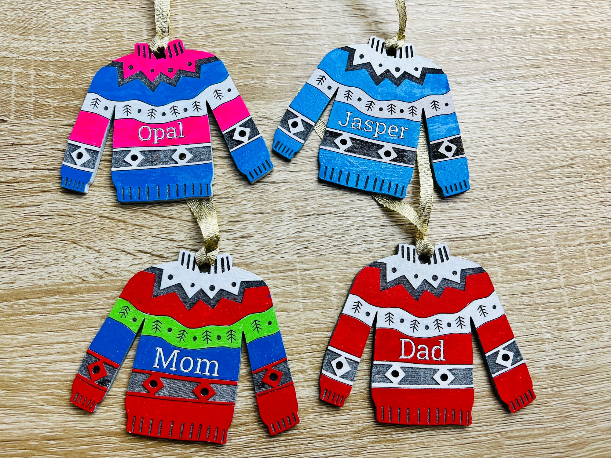 Personalized Christmas ornament, Wooden Christmas Sweater ornament, Ugly Sweater gift, Customized ornament, Christmas gift tag