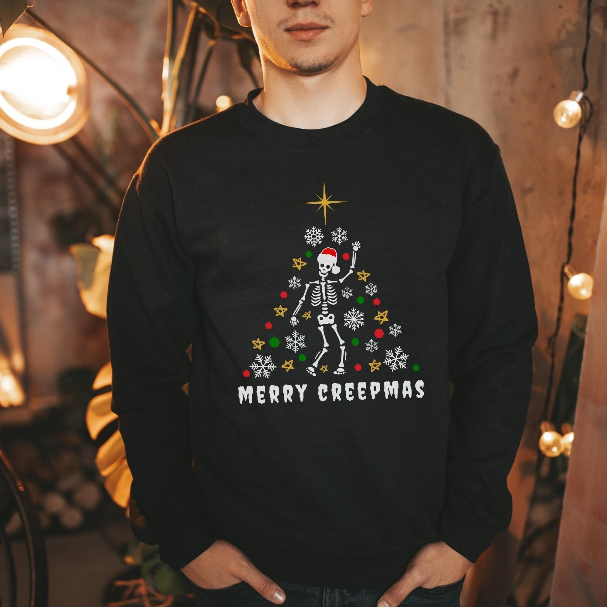 Merry Creepmas Sweatshirt Creepy Christmas Sweatshirt Goth Christmas Sweatshirt Christmas Skeleton Sweatshirt Spooky Christmas Sweatshirt