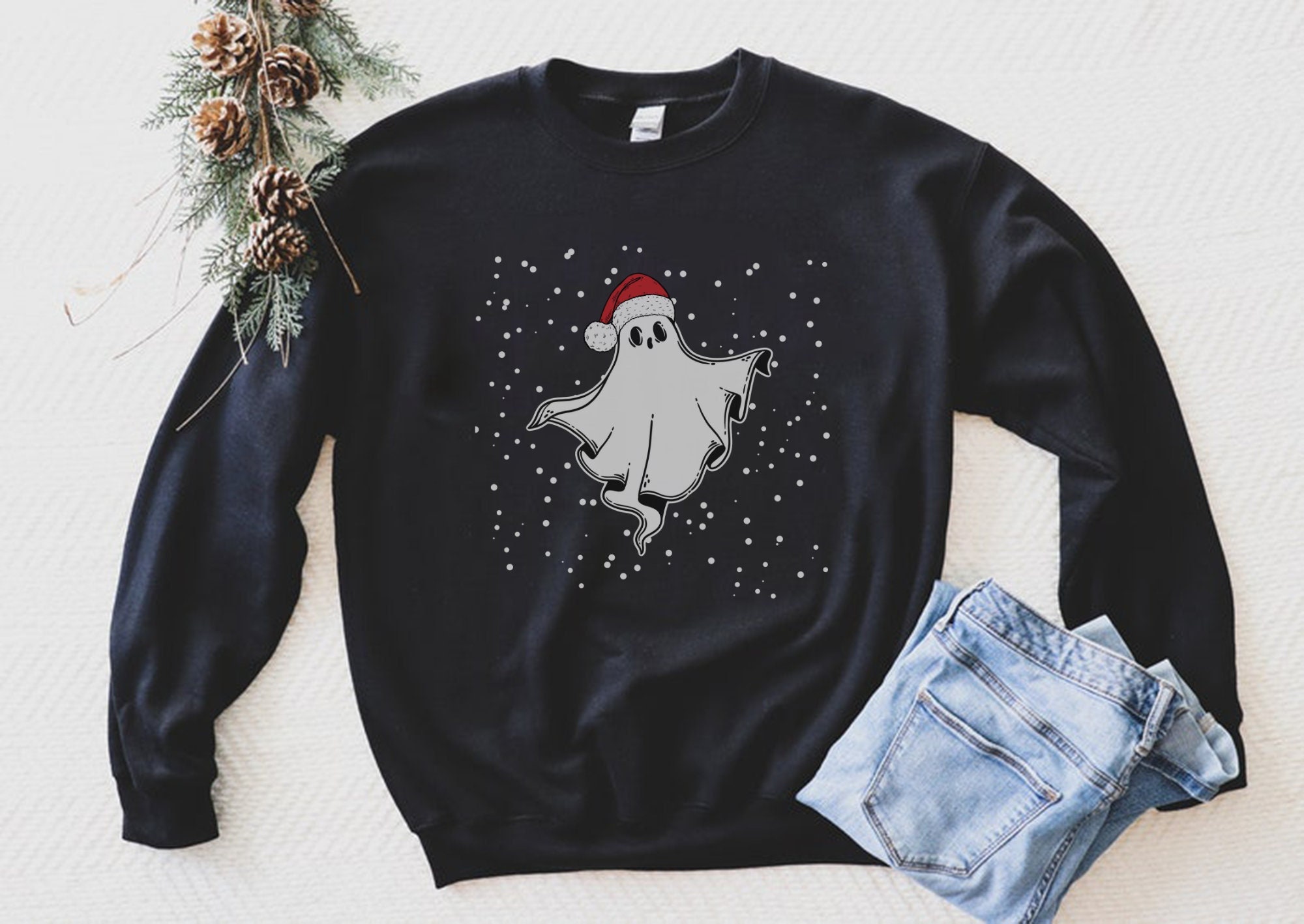 Christmas Ghost Sweatshirt, Goth Christmas Sweatshirt, Witchy Christmas Gifts, Dark Aesthetic Clothing, Spooky Christmas Sweatshirt, Ghostie
