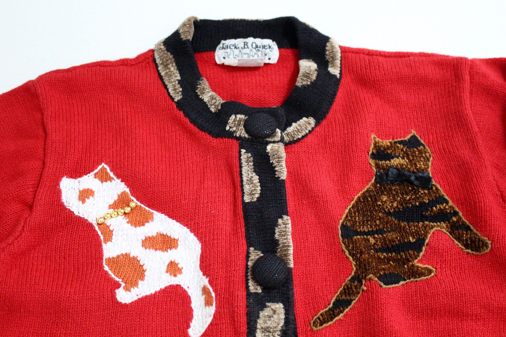 il_2000xN.3579814488_8o4m-1.jpg Cats with Collars Medium Vintage Ugly Christmas Sweater Red #428
