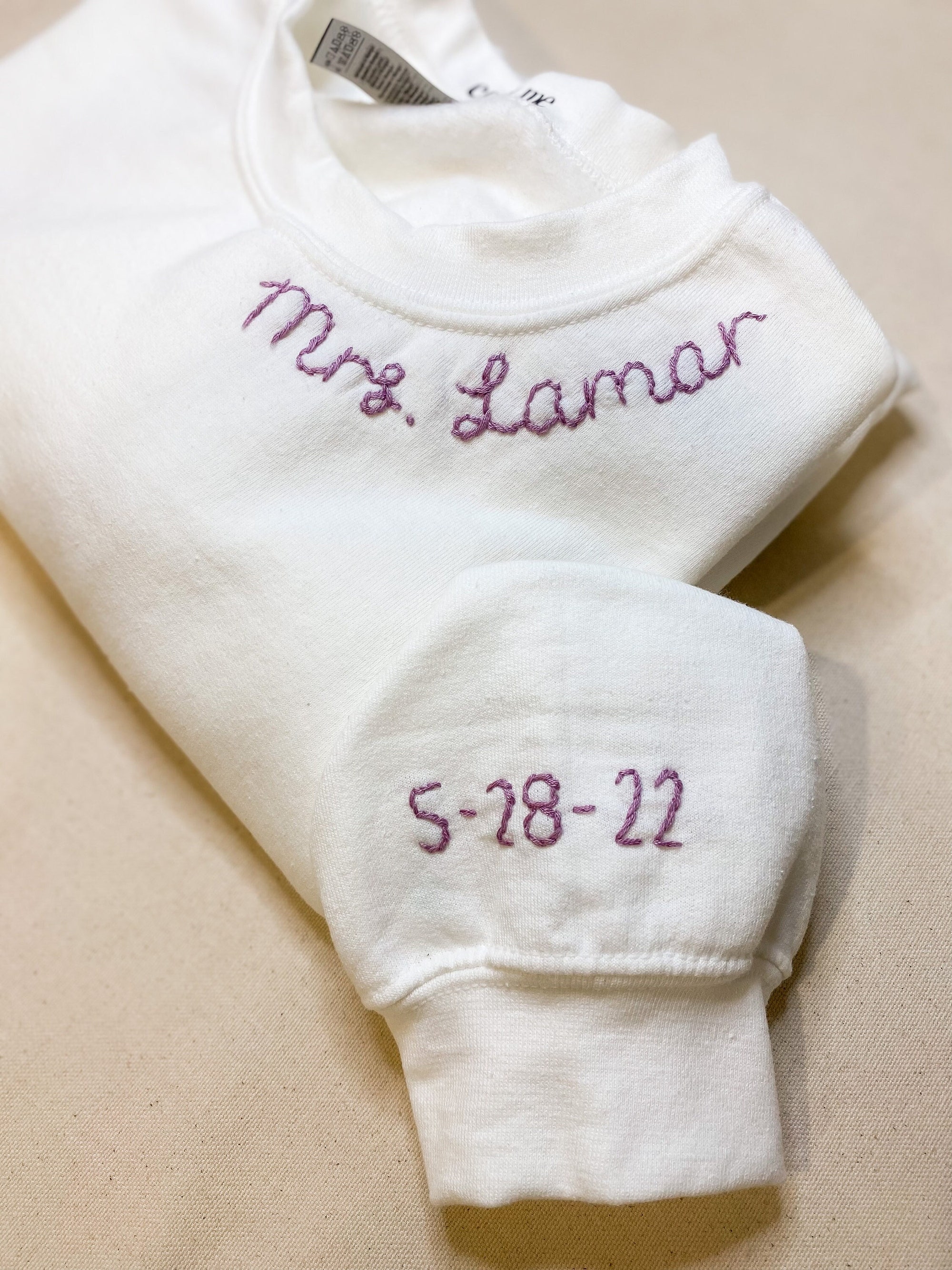 Bride Sweatshirt Hand Embroidered  | Customize with the bride to be name and wedding date if you want- Best personalized gift