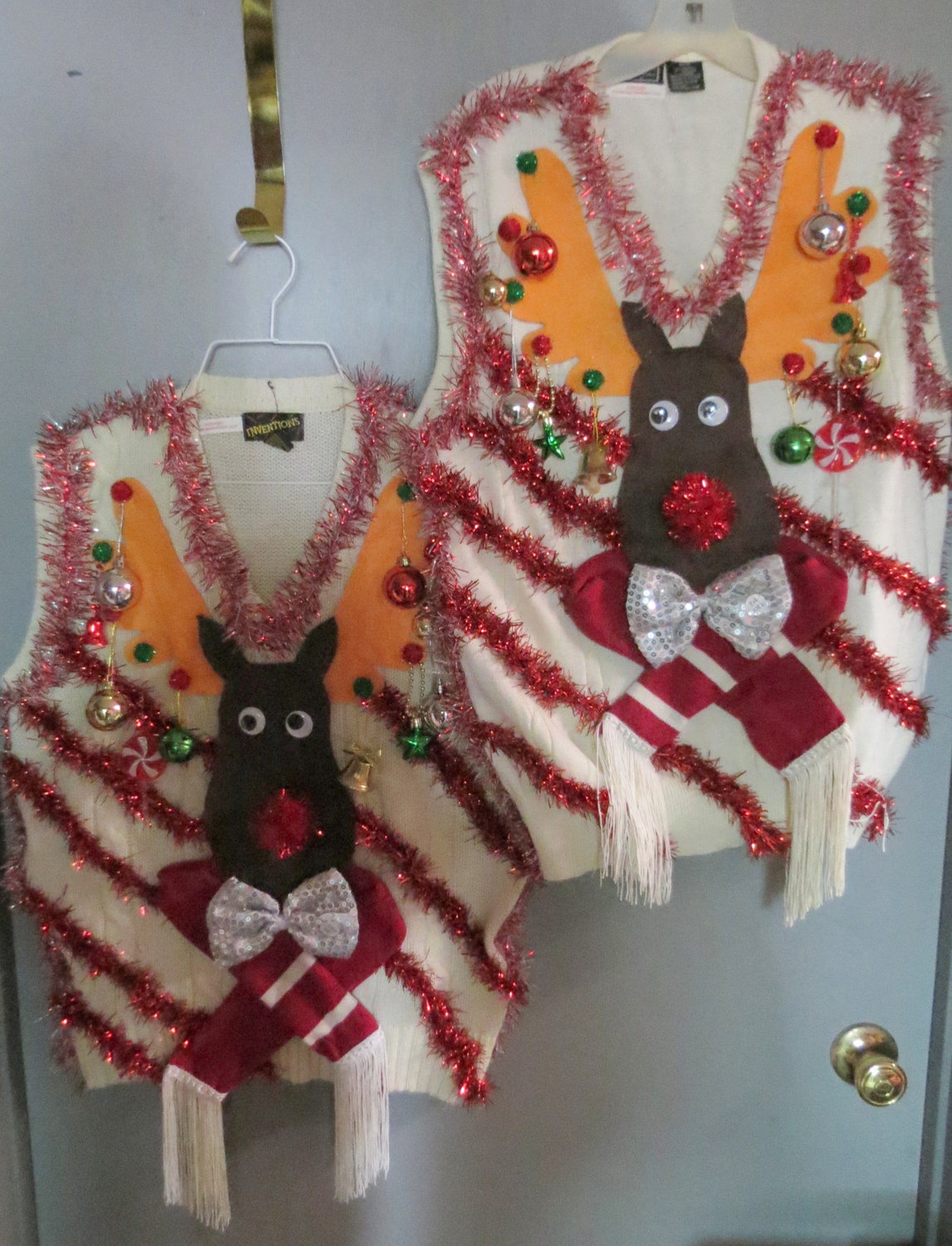 Homemade Custom 3-D Hysterical Reindeer Tacky Ugly Christmas Sweater  VEST  Wild Garland  Mens Womens Vest