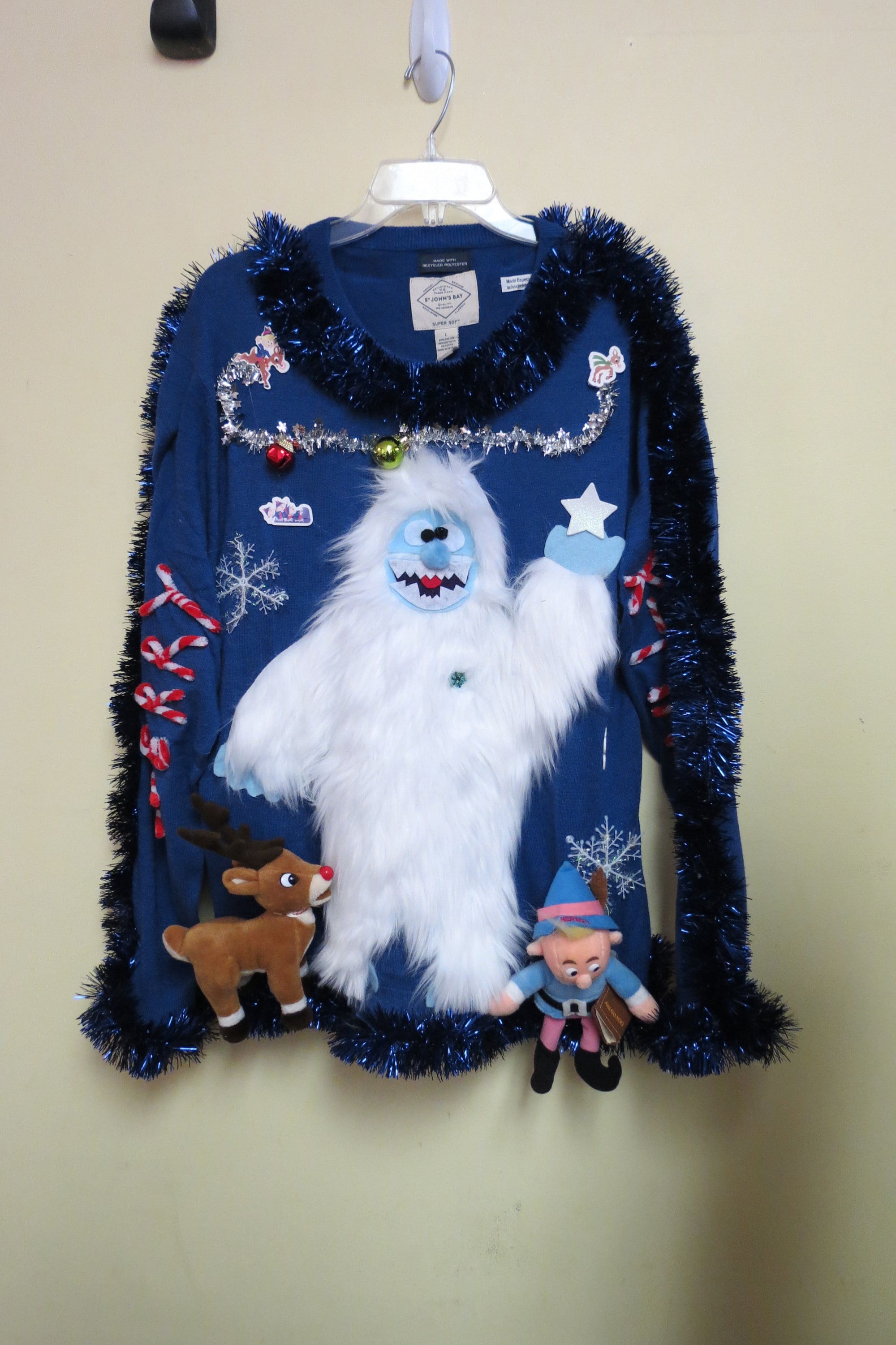 Custom 3-D Furry Fuzzy The Abominable  Snowman  Tacky Ugly Christmas Sweater All sizes, S, M, L, XL, XXL, 1x, 2X, 3X,