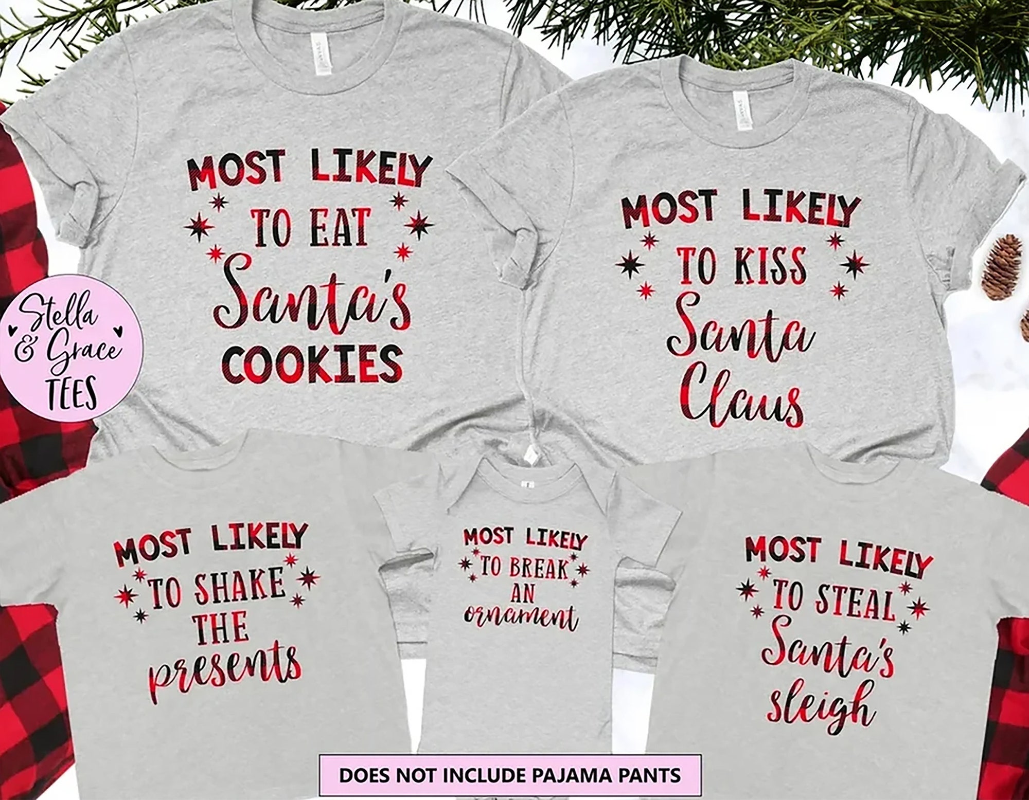 Matching Family Christmas Shirts, Funny Buffalo Plaid Xmas Tees, Festive Holiday Tops, Group Christmas T-Shirts