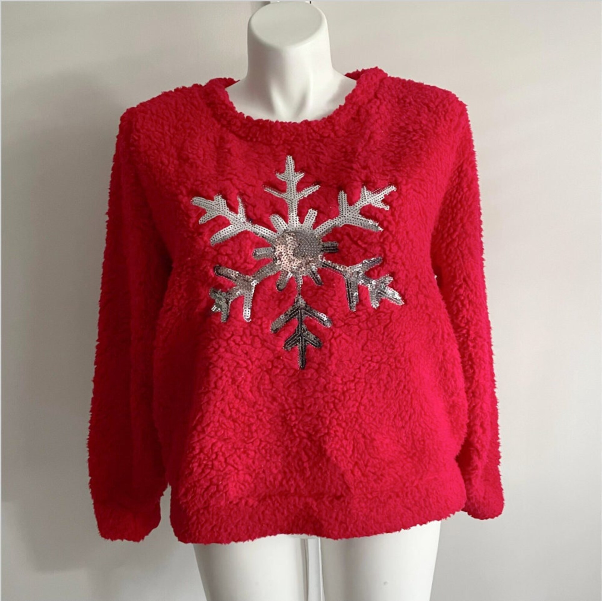 Ugly Christmas Sweater, Size XL, Holiday Sweater, Snowflake, Holiday Cardigan, Christmas, Tacky Christmas Sweater, Snowflake Sweater, Fuzzy