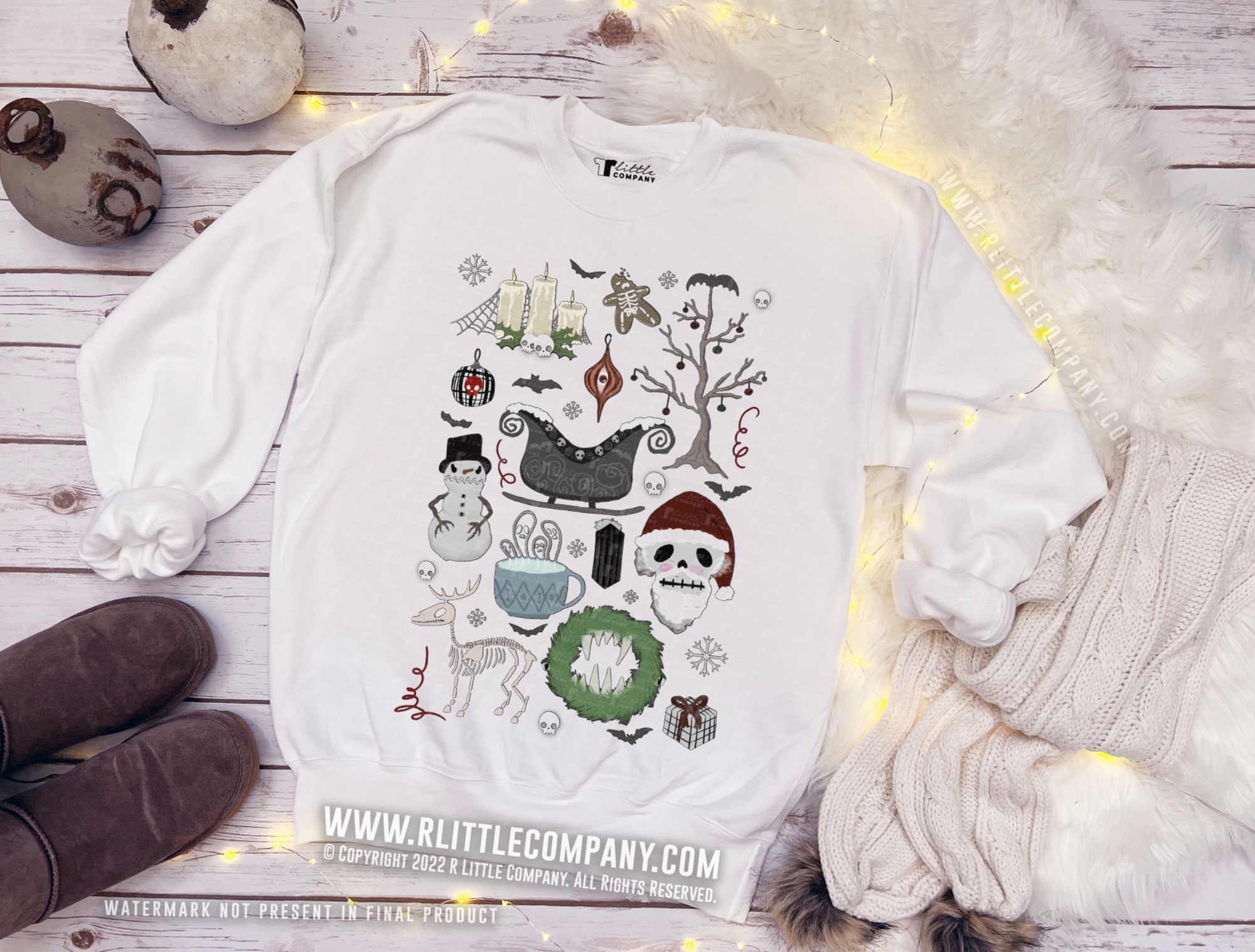 il_2000xN.4285890582_qag0.jpg Halloween Ugly Christmas Sweater Unisex S-3XL / Spooky Christmas Sweater, Creepy Christmas, Goth Christmas Sweater, Merry Creepmas, Xmas