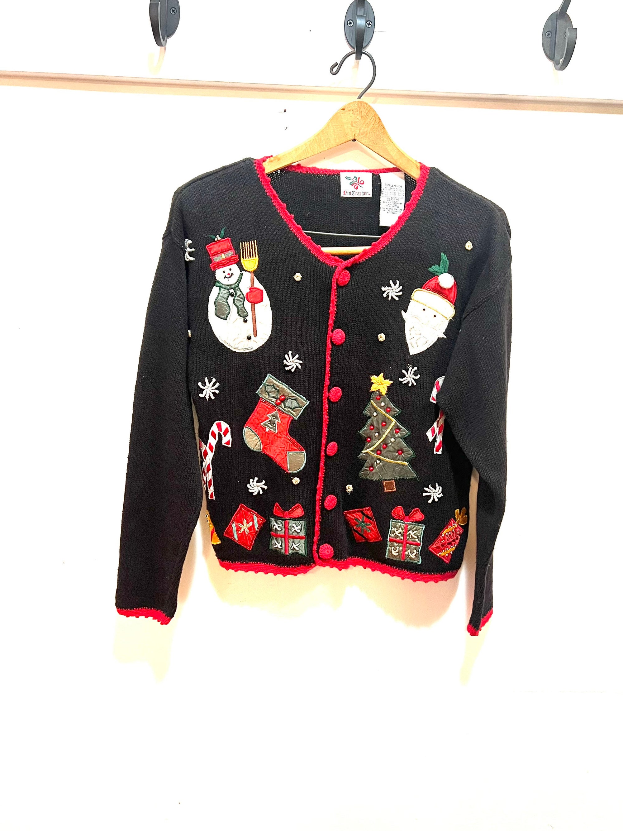 Vintage Christmas sweater ugly holiday nutcracker small