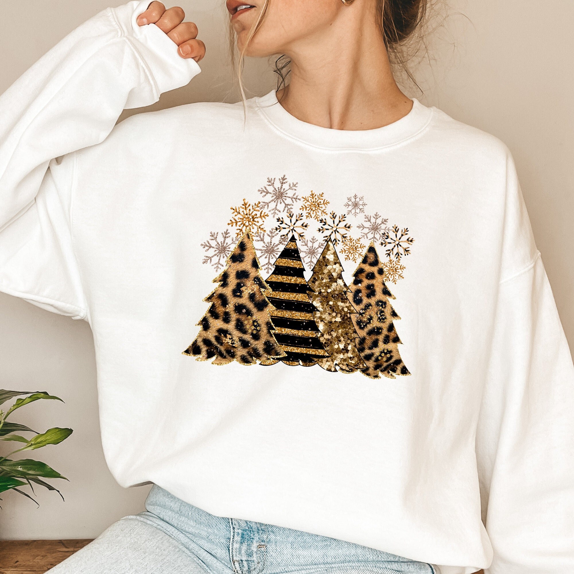 Leopard Christmas Tree Sweatshirt: Cozy Winter Holiday Hoodie
