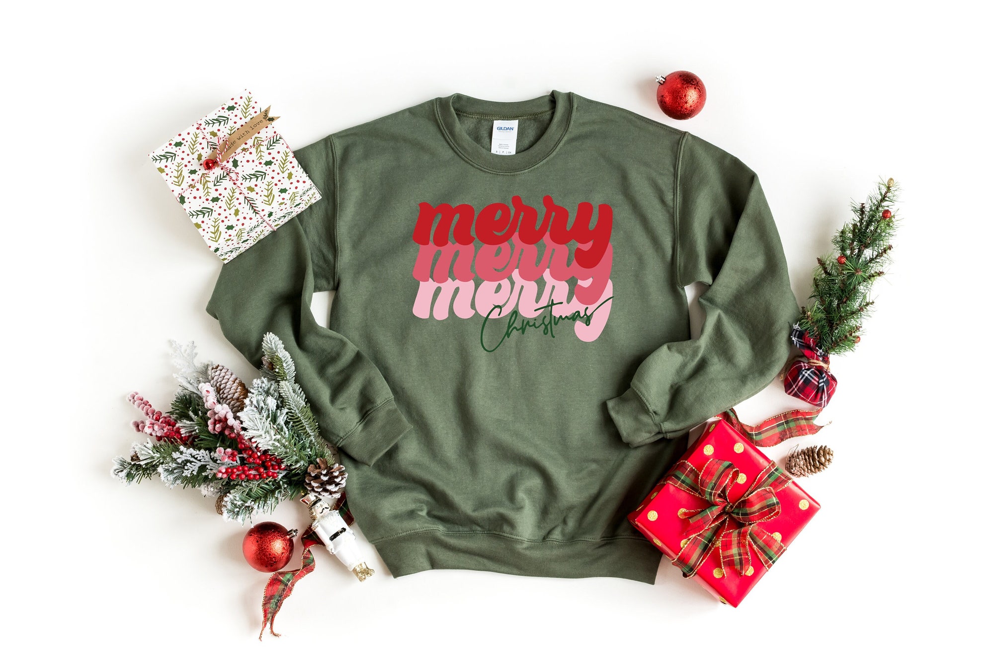 Merry Merry Christmas Sweatshirt, Christmas T-shirt, Merry Christmas Sweatshirt, Sweatshirt for Women,  Christmas Sweatshirt gifts Tee