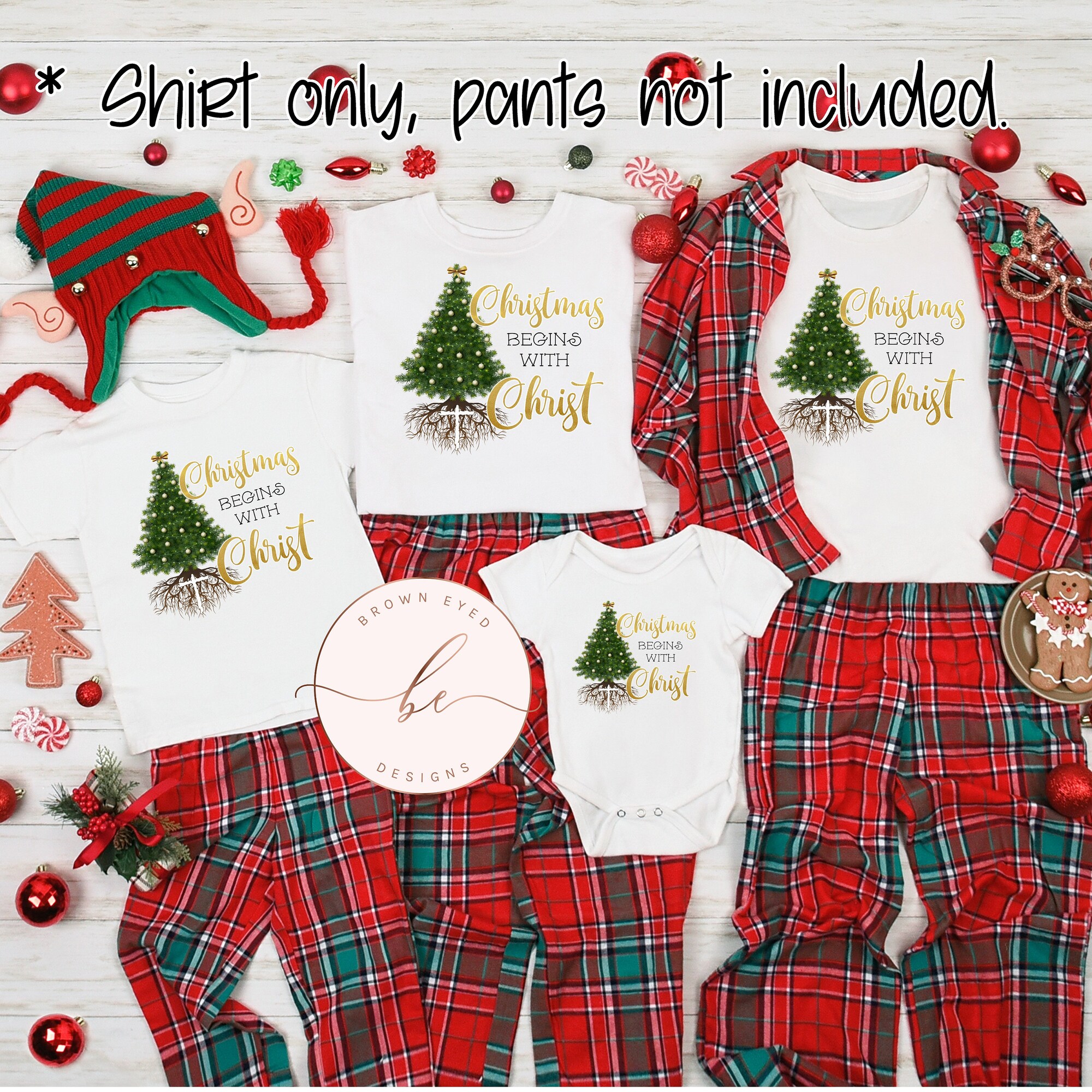 Christmas begins with Christ, Family Christmas, Matching family shirts, Family PJ shirts, Matching Christmas shirts, Christian, Religious