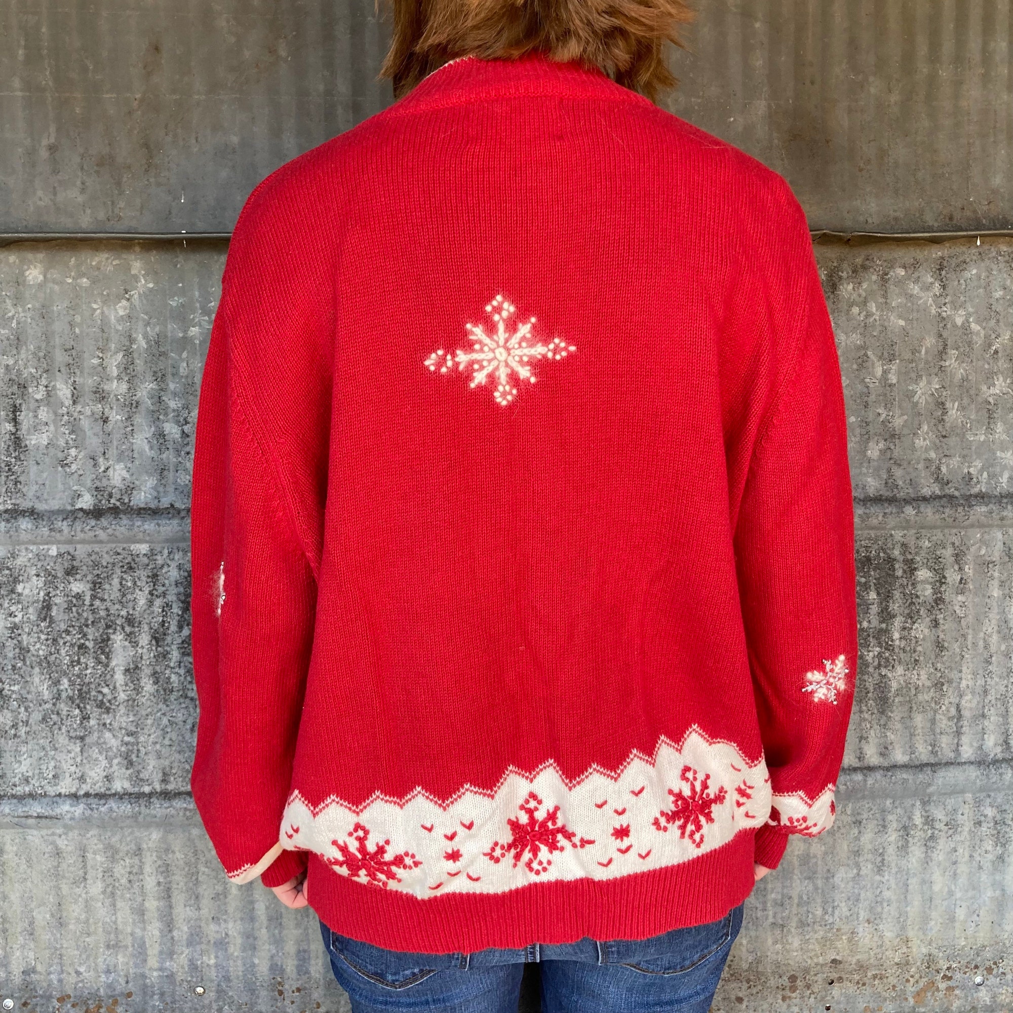 il_2000xN.4321247503_9u0a.jpg Ugly Christmas Sweater Vintage 80's Authentic Tacky Ugly Sweater Party {Women's 18} Northcrest Snowflakes Bedazzled Bling Holiday Beaded