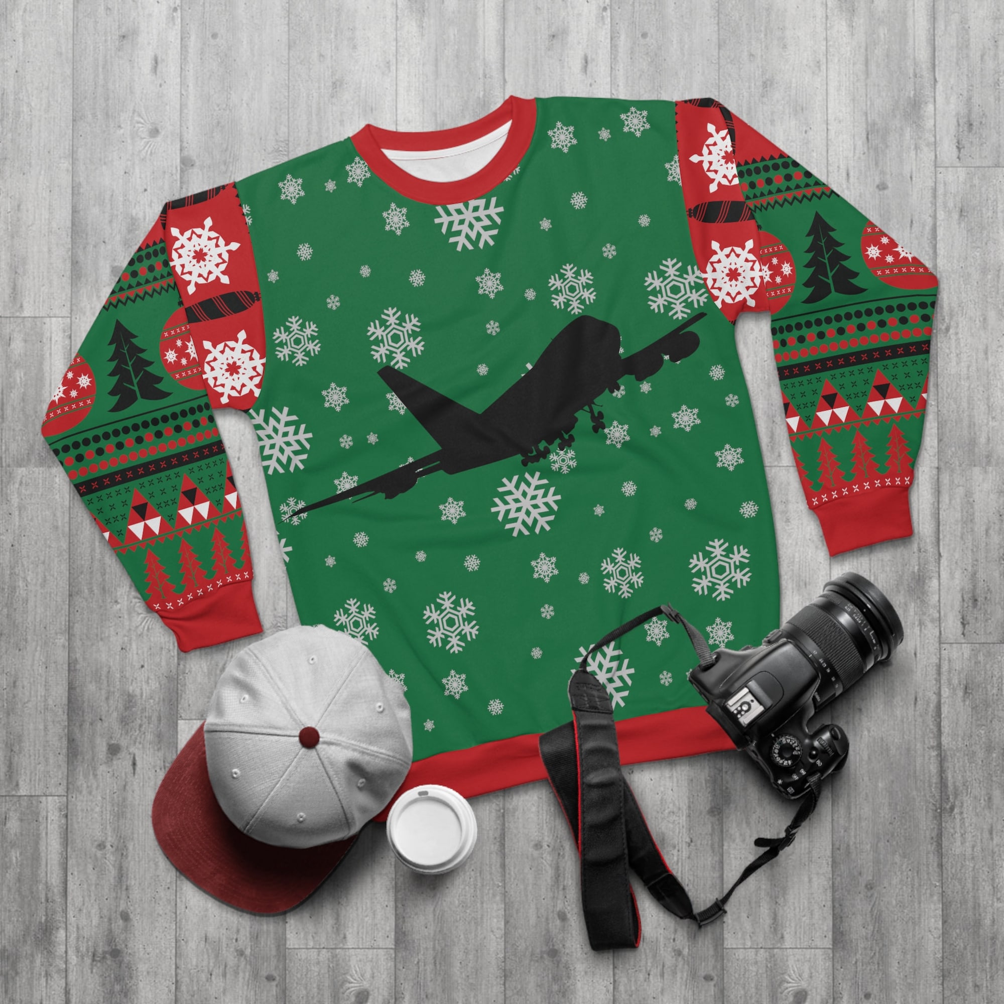 Aviation Christmas Sweater: Airplane Ugly Holiday Sweater