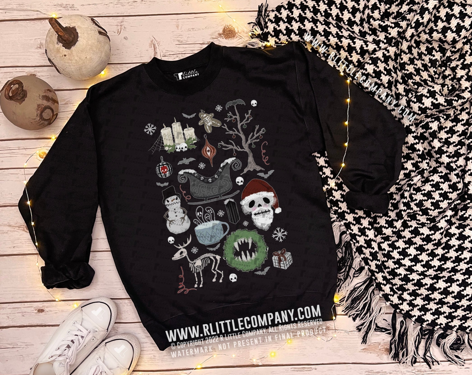 il_2000xN.4333291251_i0hs.jpg Halloween Ugly Christmas Sweater Unisex S-3XL / Spooky Christmas Sweater, Creepy Christmas, Goth Christmas Sweater, Merry Creepmas, Xmas