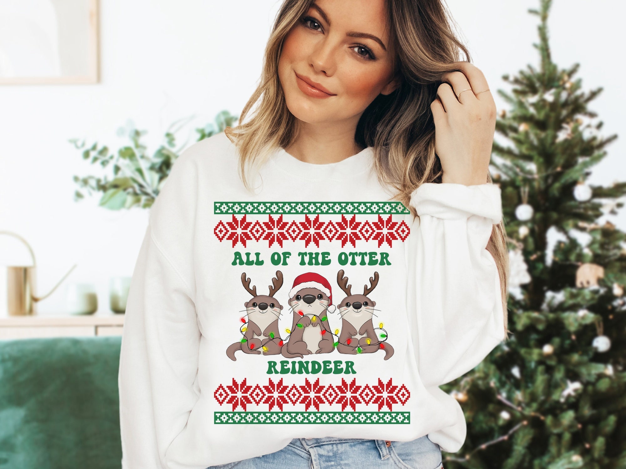 Christmas Otter, Holiday Fashion, Otter Christmas Sweater, Otter Gift, Ugly Christmas Sweater Women Funny, Ugly Christmas Sweater Men Funny