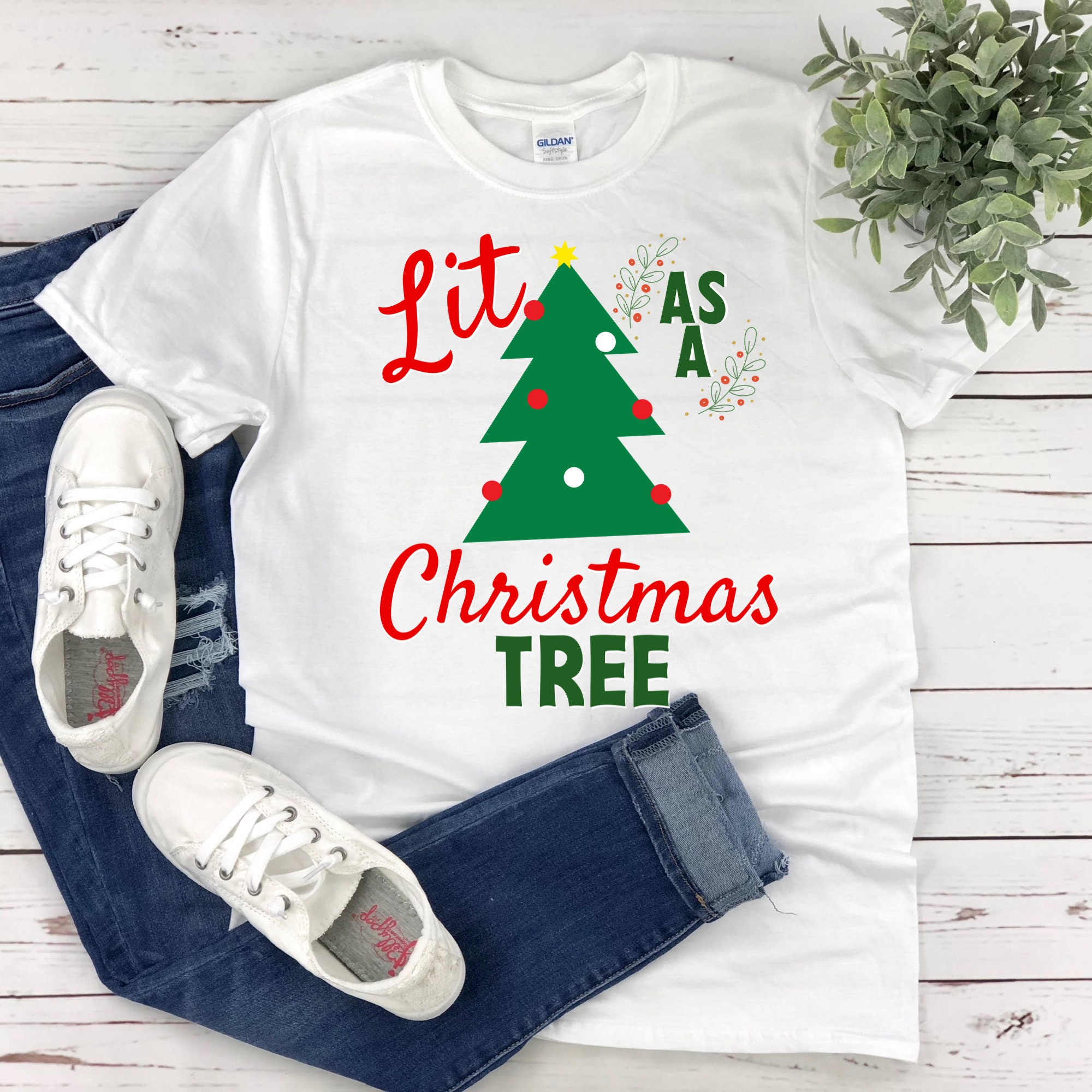 Lit As A Christmas Tree, Women Holiday Shirt, Christmas Shirt for Women, Family Christmas Shirt, Funny Holiday tshirt, Women’s Christmas top