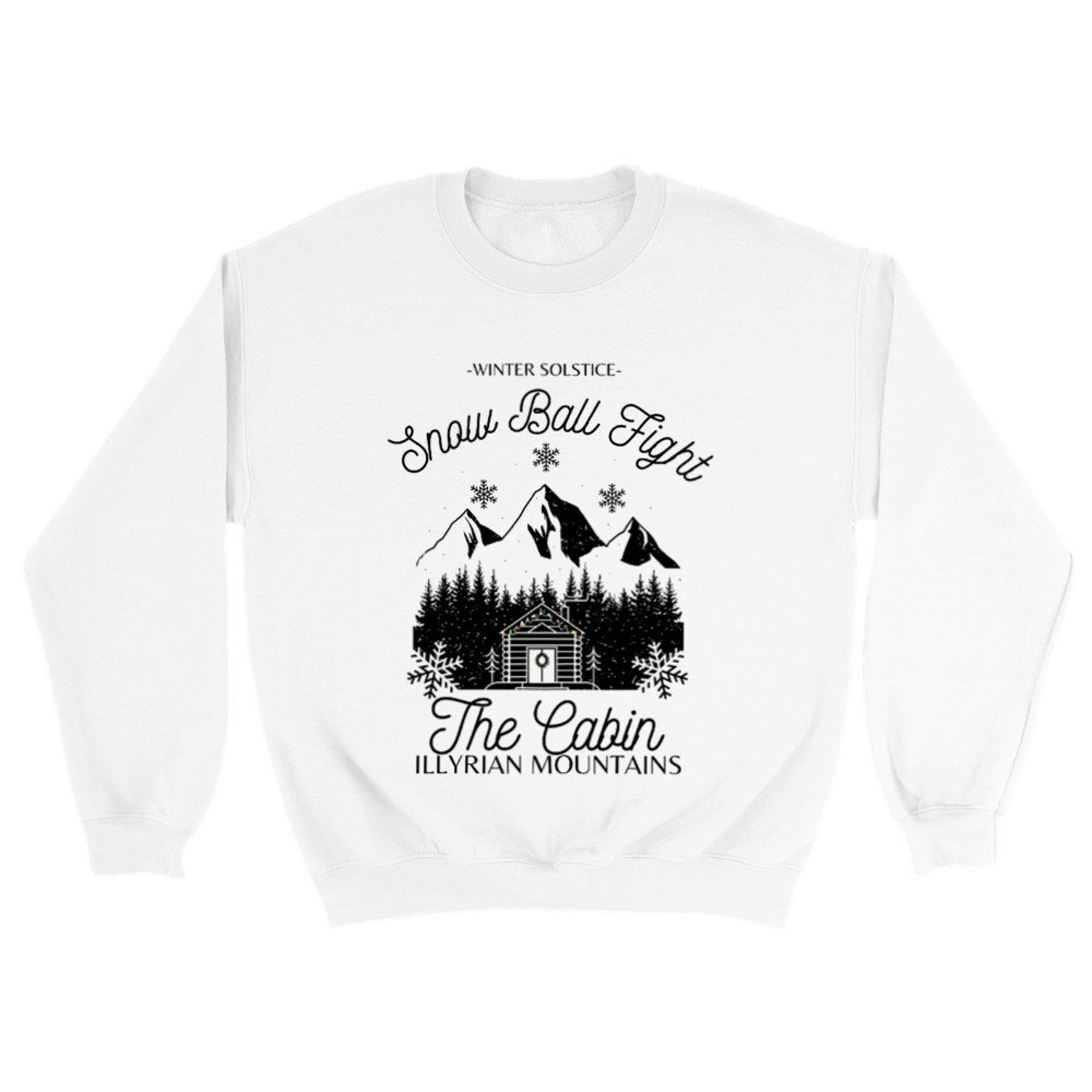 il_2000xN.4357600642_iyne.jpg ACOTAR Christmas Jumper Winter Solstice Snow Ball Fight Illyrian Mountains Azriel Cassian Rhysand Classic Unisex Crewneck Sweatshirt