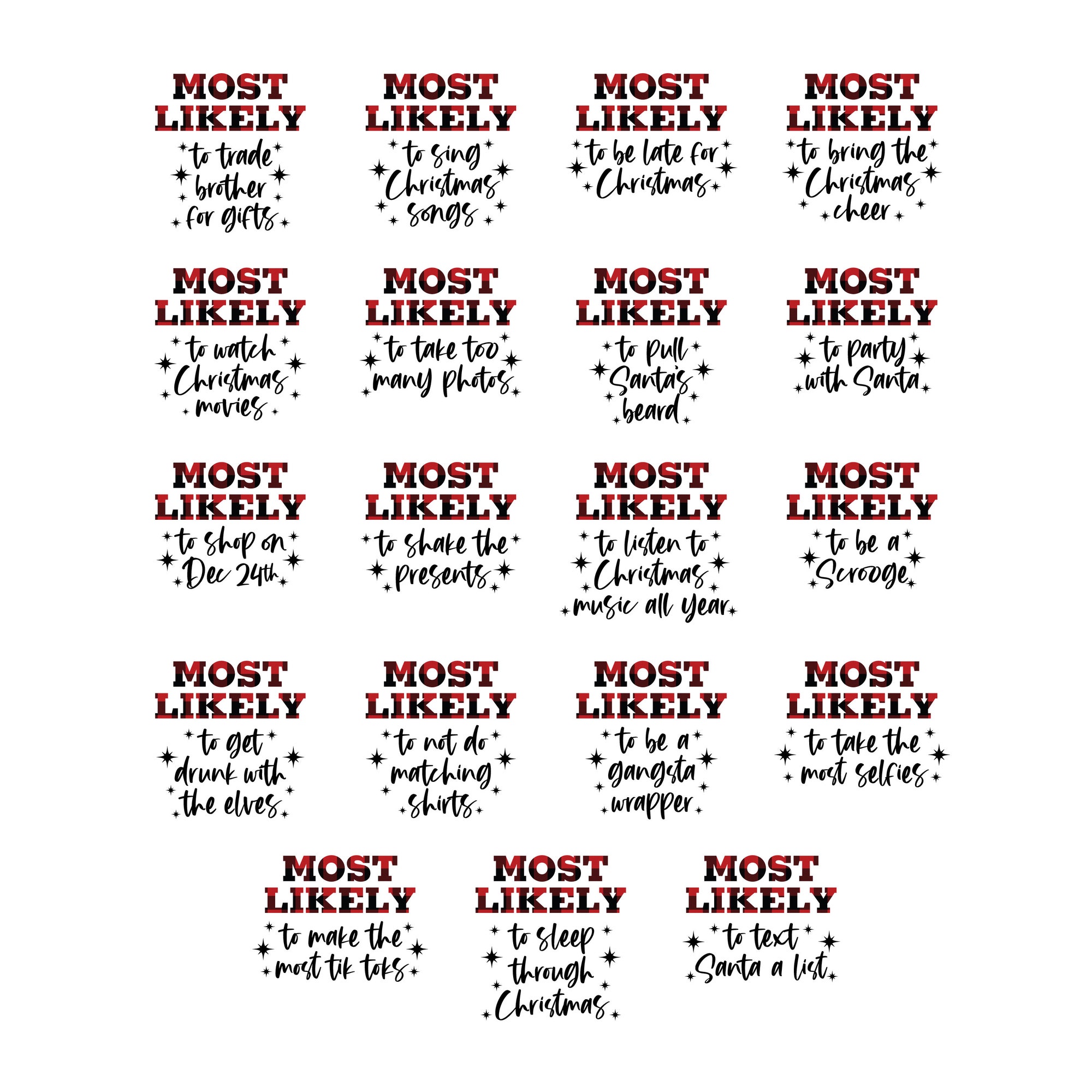 il_2000xN.4363432985_kkbi.jpg Matching Family Christmas Shirts - Pictured in red foil and Glitter Most Likely To Family Matching Christmas Shirts Funny Christmas Shirts 1