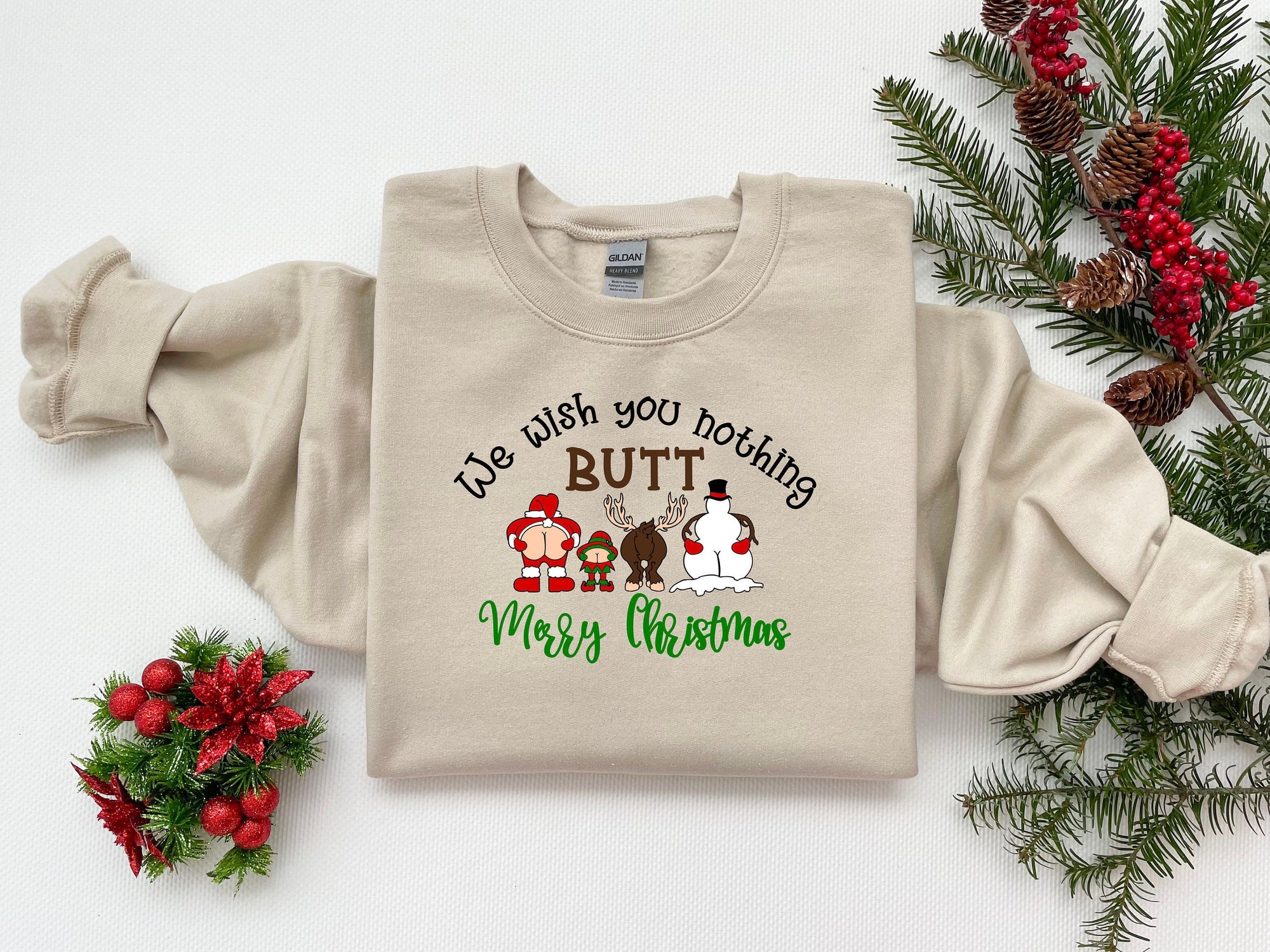 We Wish You Nothing Butt Merry Christmas Shirt, Merry Chismyass Dirty Santa Tee, Naughty Saying Santa Sweatshirt, Funny Xmas Santa Claus Tee