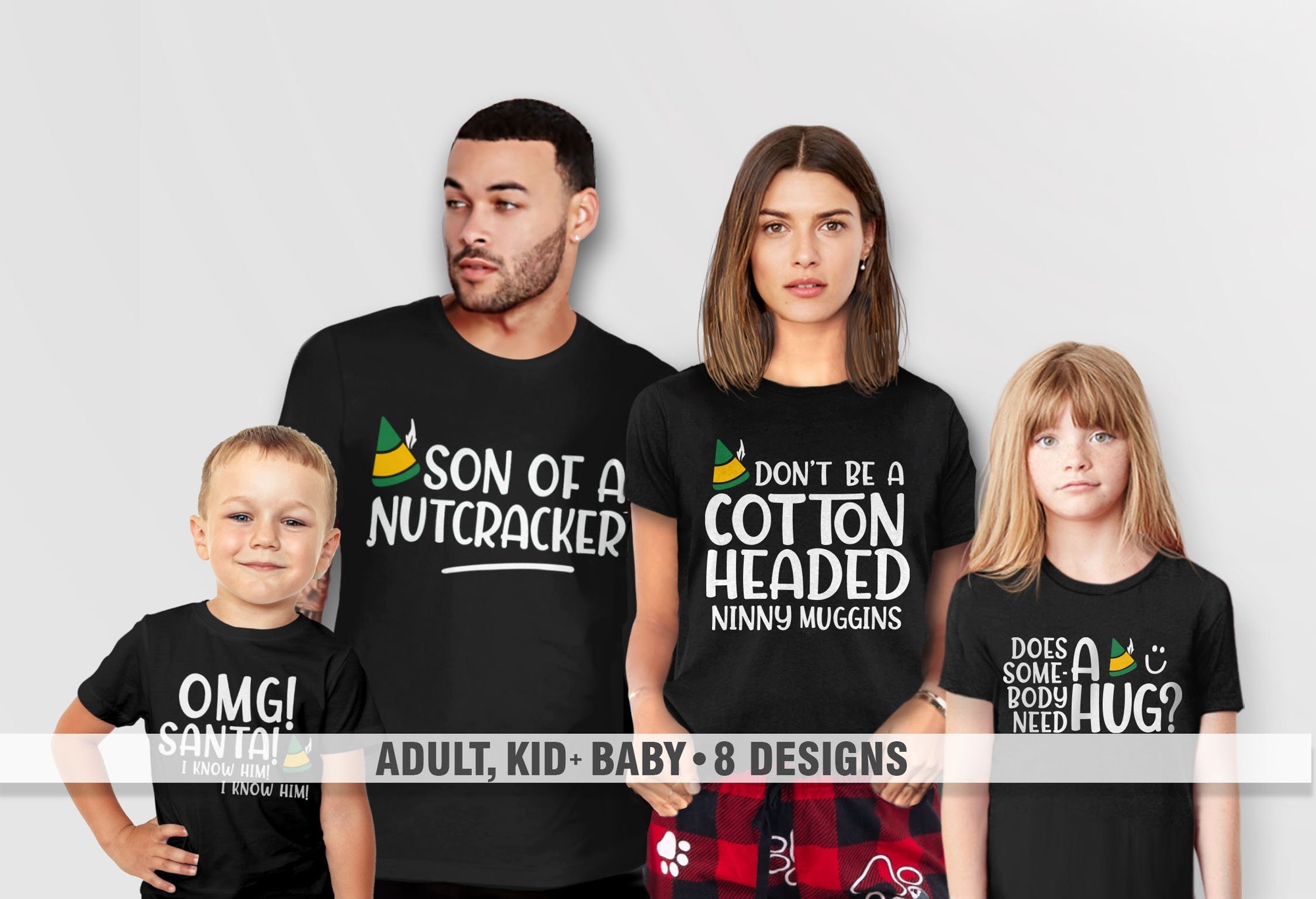 Matching Elf Quote Shirts: Family Christmas Graphic Tees with Holiday Quotes, Soft Cotton T-Shirts for Women, Kids, and Men