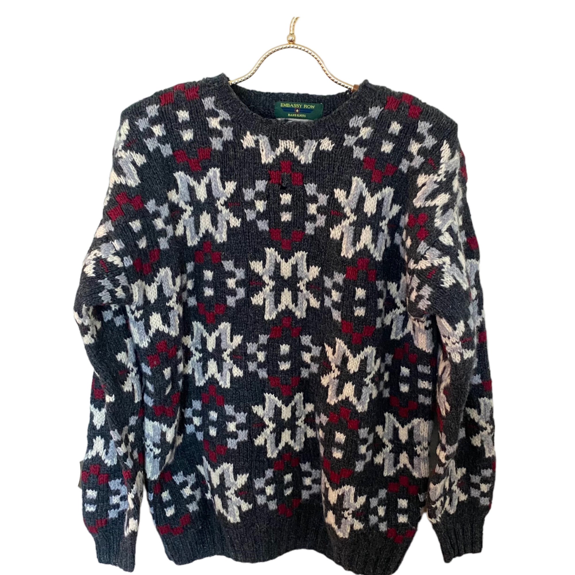 Vintage Wool Chunky Warm Ski Sweater Fair Isle Christmas Sweater