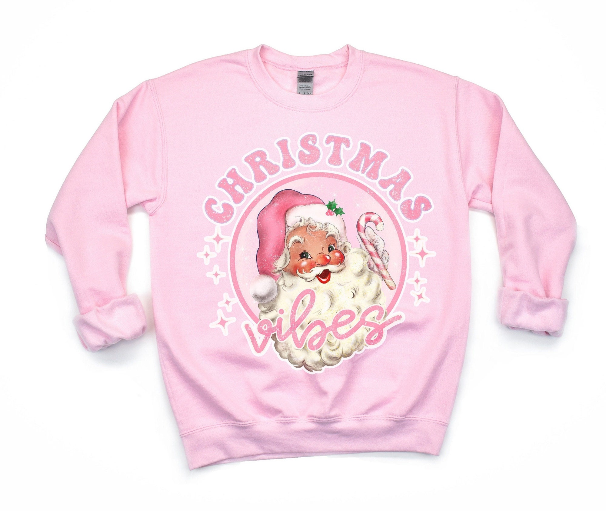Toddler Girl Pink Christmas Sweatshirt, Black Santa Claus Retro Christmas Sweatshirt for Kids, Christmas Toddler Pullover Sweatshirt Kids