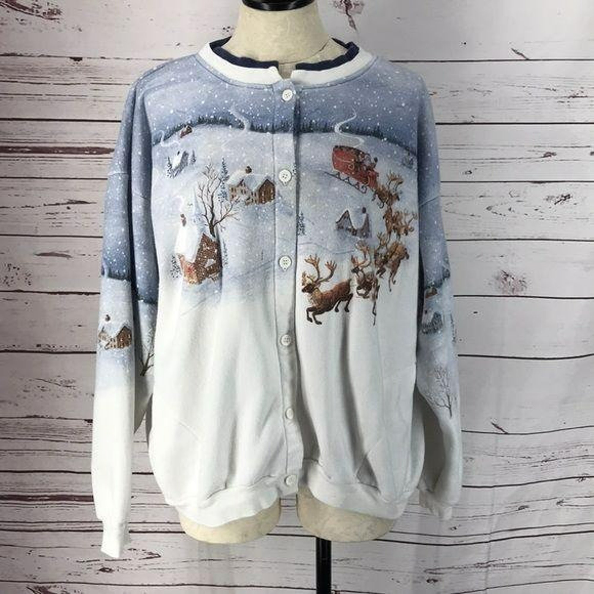 Artisians Christmas ugly XL sweater cardigan