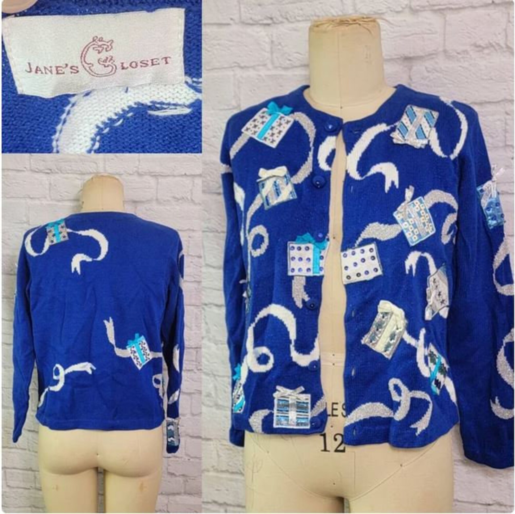 il_2000xN.4991198936_o39r-1.jpg U Pick! Size S/M Ugly Christmas sweaters 90s Beaded Santa Snowman Poinsettia Tree Elf Snow Flake Novelty print 1990s