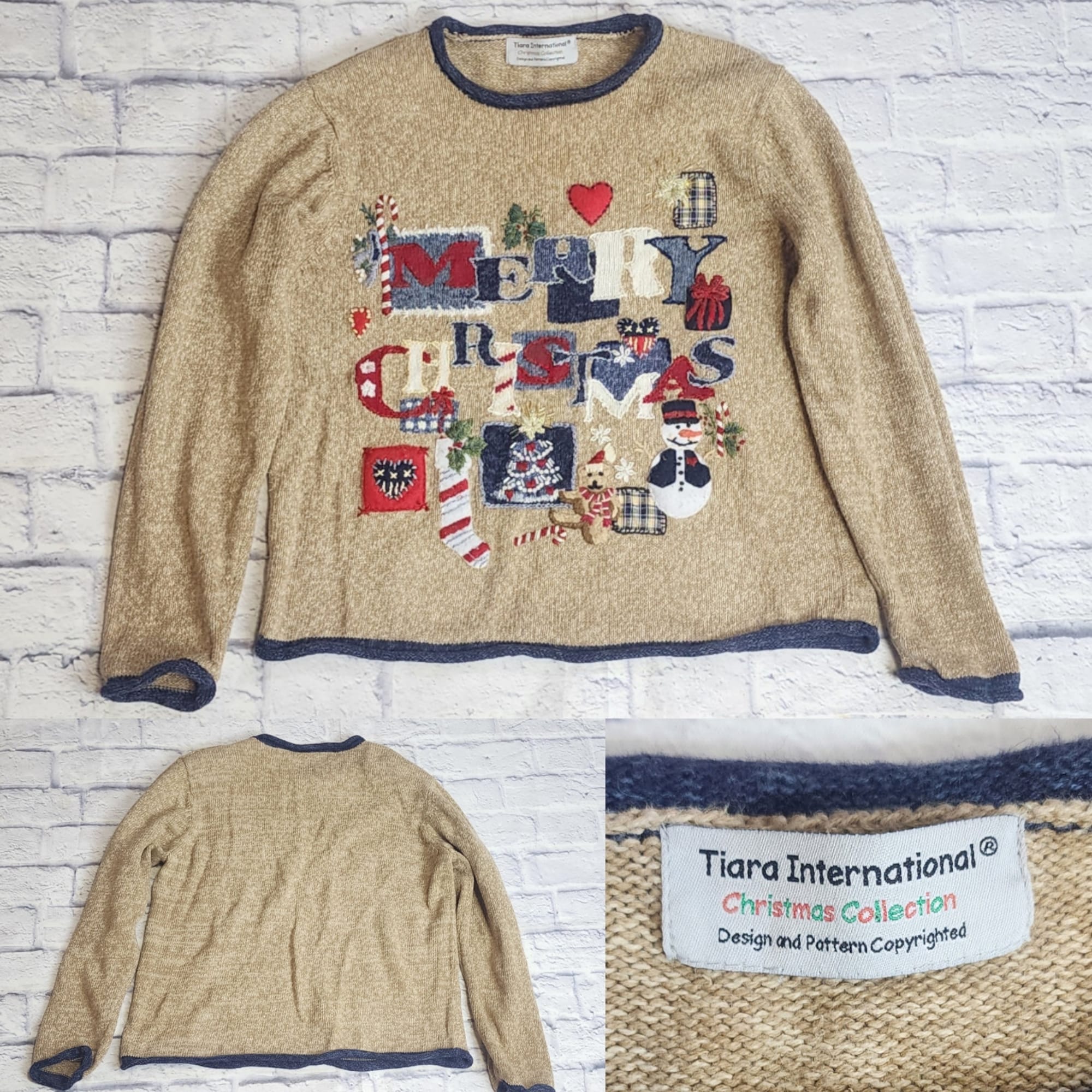 il_2000xN.5096025258_93u2-1.jpg U Pick! Size S/M Ugly Christmas sweaters 90s Beaded Santa Snowman Poinsettia Tree Elf Snow Flake Novelty print 1990s