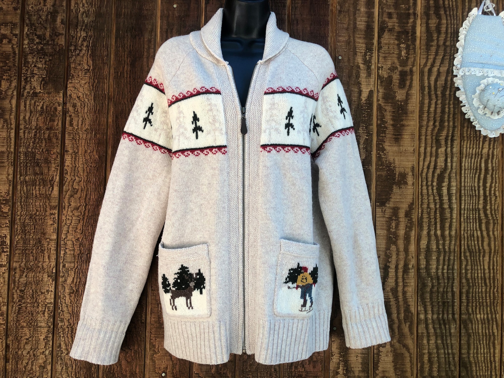 Eddie Bauer heavy knit wool sweater – large Christmas