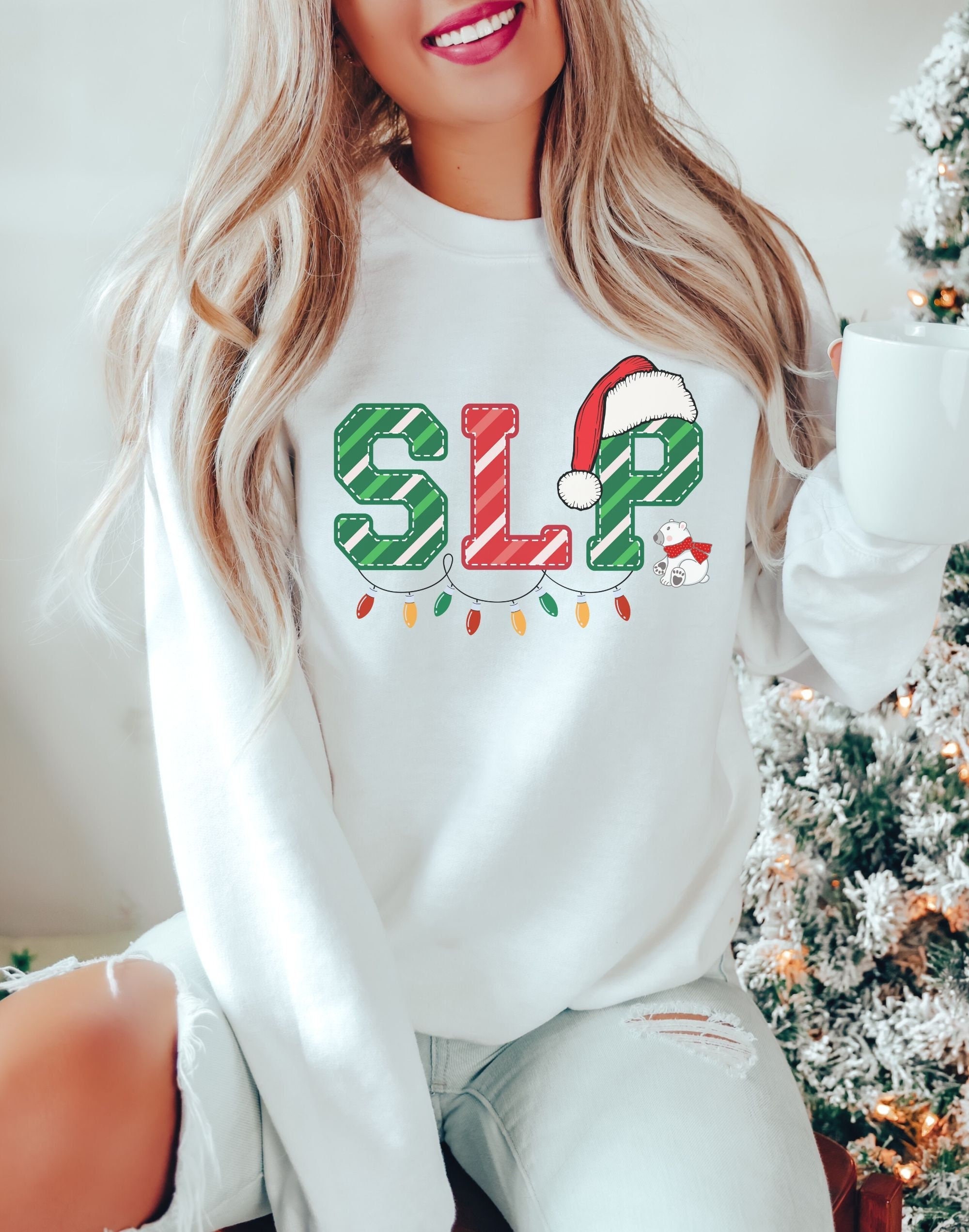 SLP Speech Language Pathologist Christmas Sweatshirt, SLP Gifts, Speech Therapist Gift, SLP Christmas Shirt, Cute Christmas Shirt