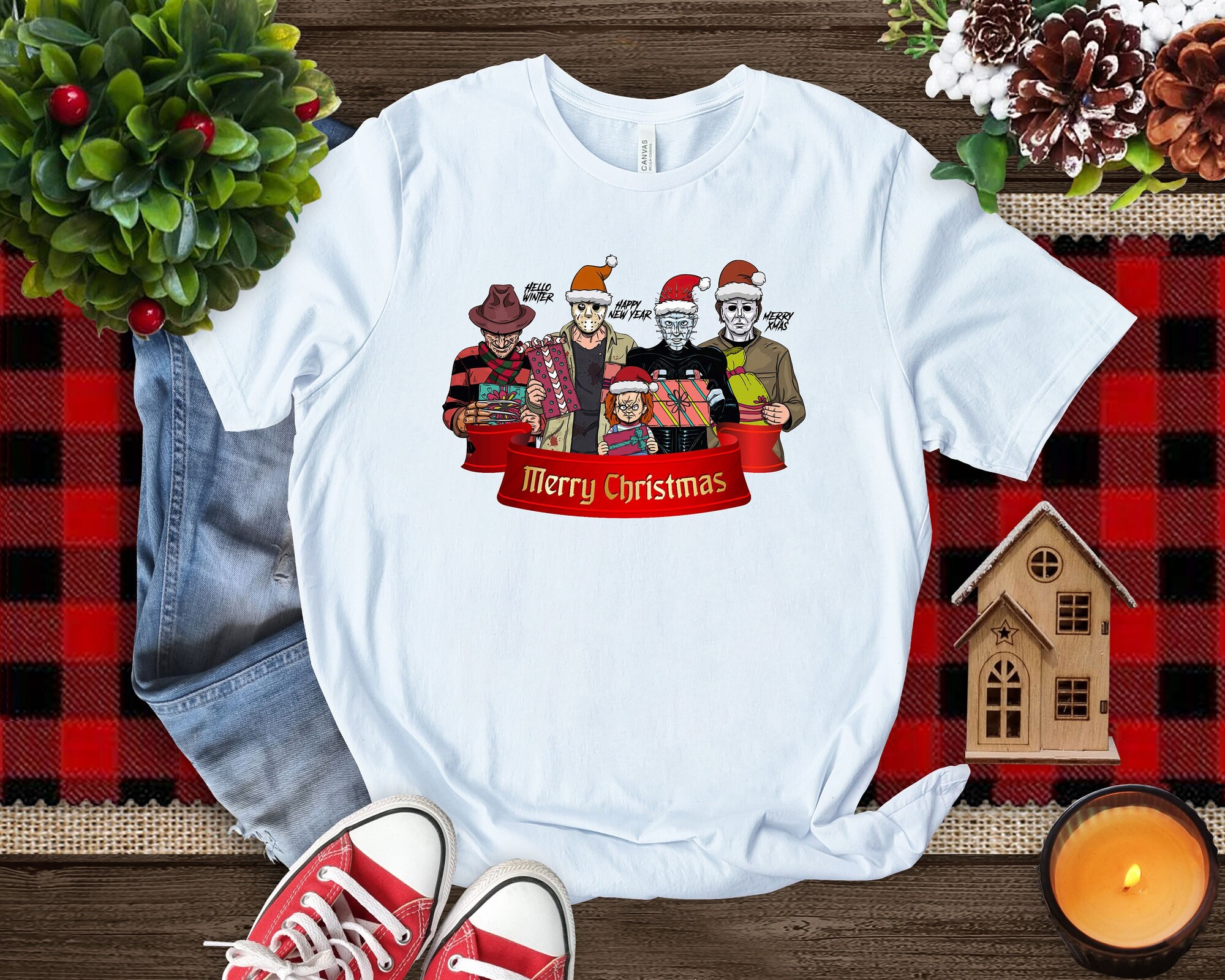 Horror Movie Characters Merry Christmas Shirt, Horror Movie Christmas Sweatshirt, Horror Killer Character Christmas, Merry Christmas shirt