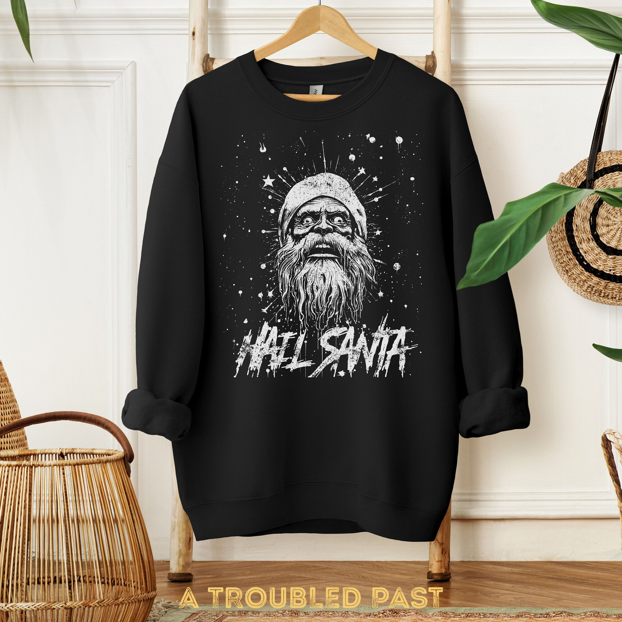 il_2000xN.5379866676_ptnd.jpg Hail Santa Sweatshirt: Gothic Creepmas Horror Xmas Gift